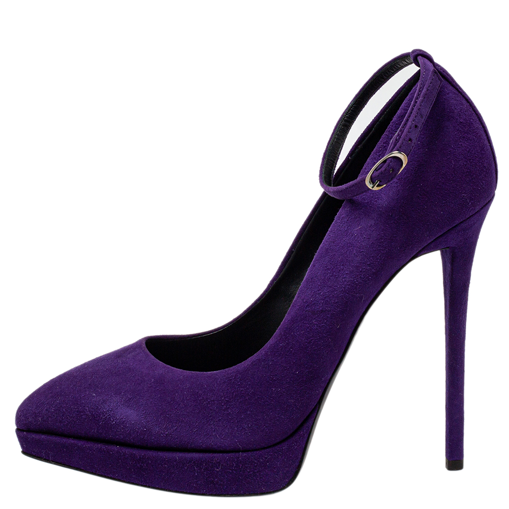 

Giuseppe Zanotti Purple Suede Ankle Strap Pumps Size