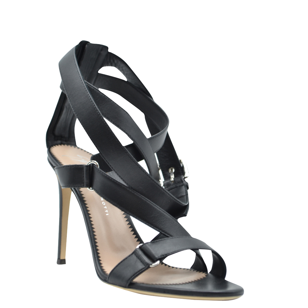 

Giuseppe Zanotti Black Leather Larissa Sandals Size EU