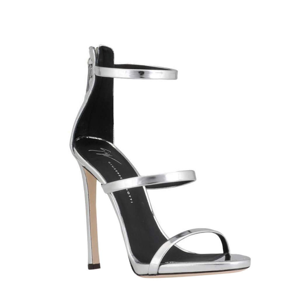 

Giuseppe Zanotti Silver Patent Leather Harmony Sandals Size EU