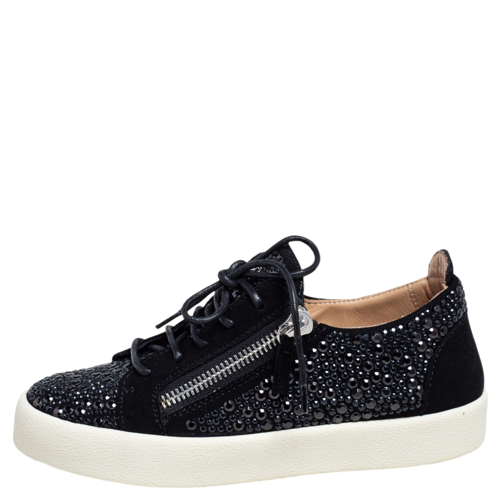 

Giuseppe Zanotti Black Suede Stud Embellished Doris Sneakers Size