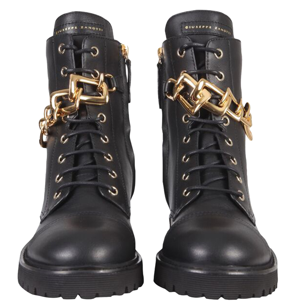 

Giuseppe Zanotti Black Leather Detroit Chain Boots Size IT