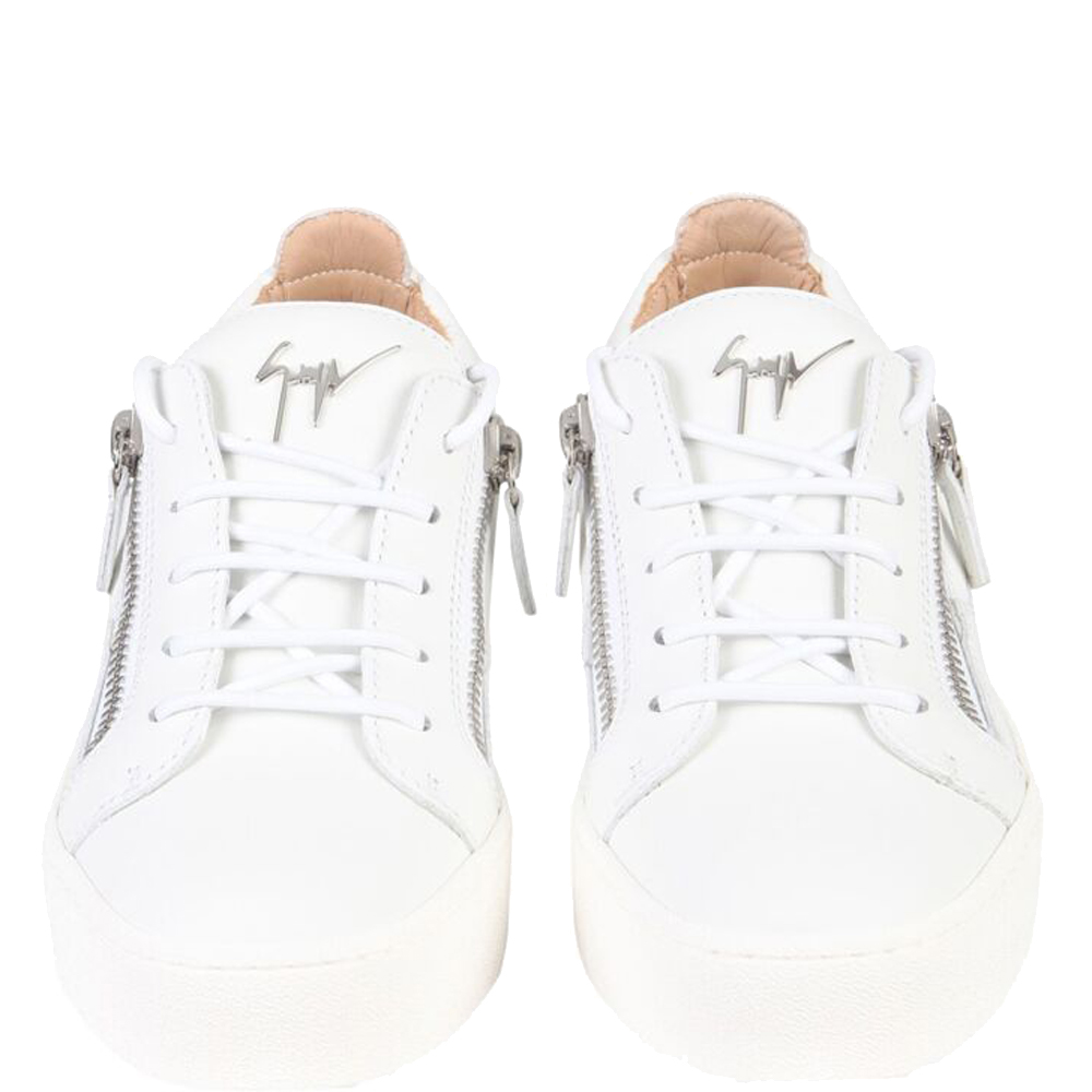

Giuseppe Zanotti White/Pink Leather Frankie Sneakers Size IT