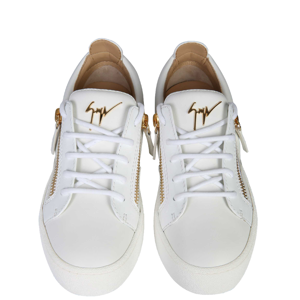 

Giuseppe Zanotti White Leather Low-Top Gail Sneakers Size EU