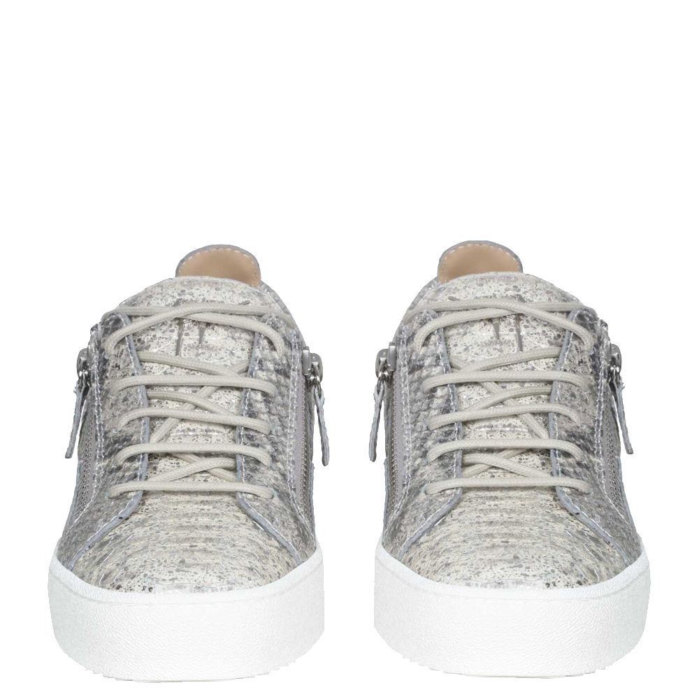 

Giuseppe Zanotti Grey Python-Print Leather Low-Top Gail Sneakers Size EU