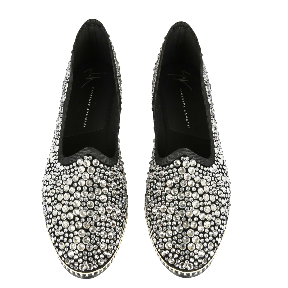 

Giuseppe Zanotti Black Velvet Crystals Otium Loafers Size IT