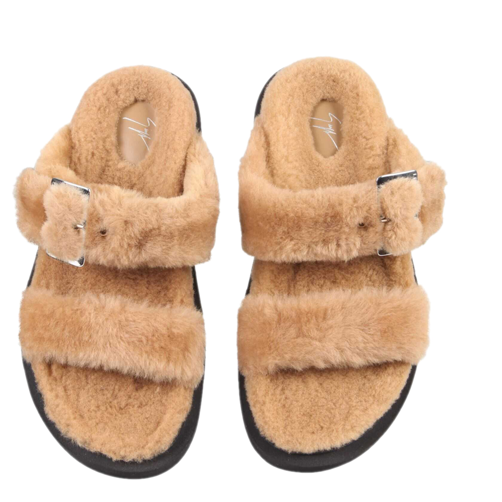 

Giuseppe Zanotti Brown Shearling Sandals Size IT