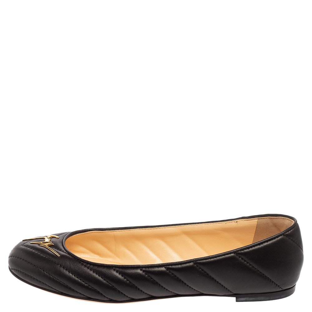 

Giuseppe Zanotti Black Leather Ballet Flats Size