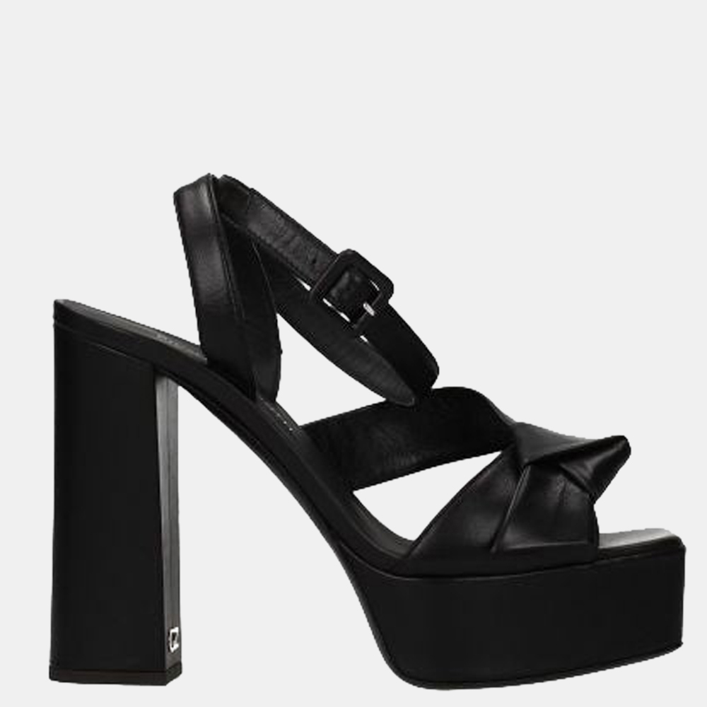 

Giuseppe Zanotti Black Leather Laila Sandals Size US 10 EU 40.5