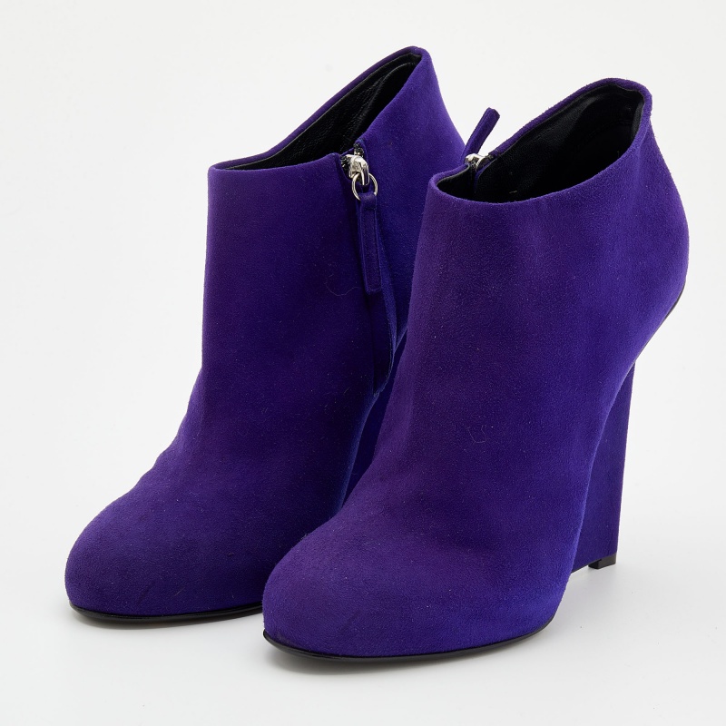 

Giuseppe Zanotti Purple Suede Wedge Ankle Length Boots Size