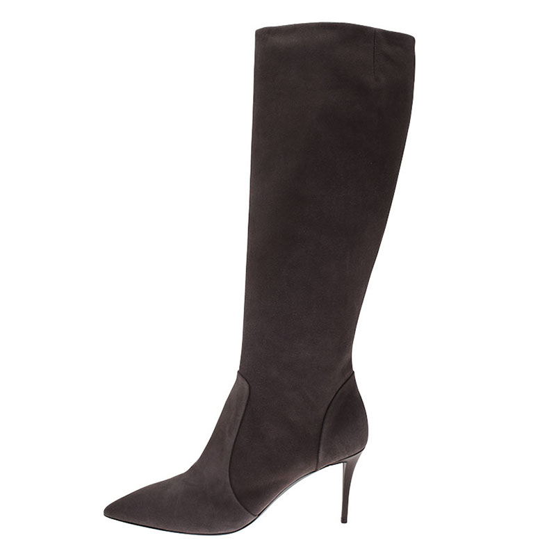 

Giuseppe Zanotti Grey Suede Pointed Toe Knee Length Boots Size