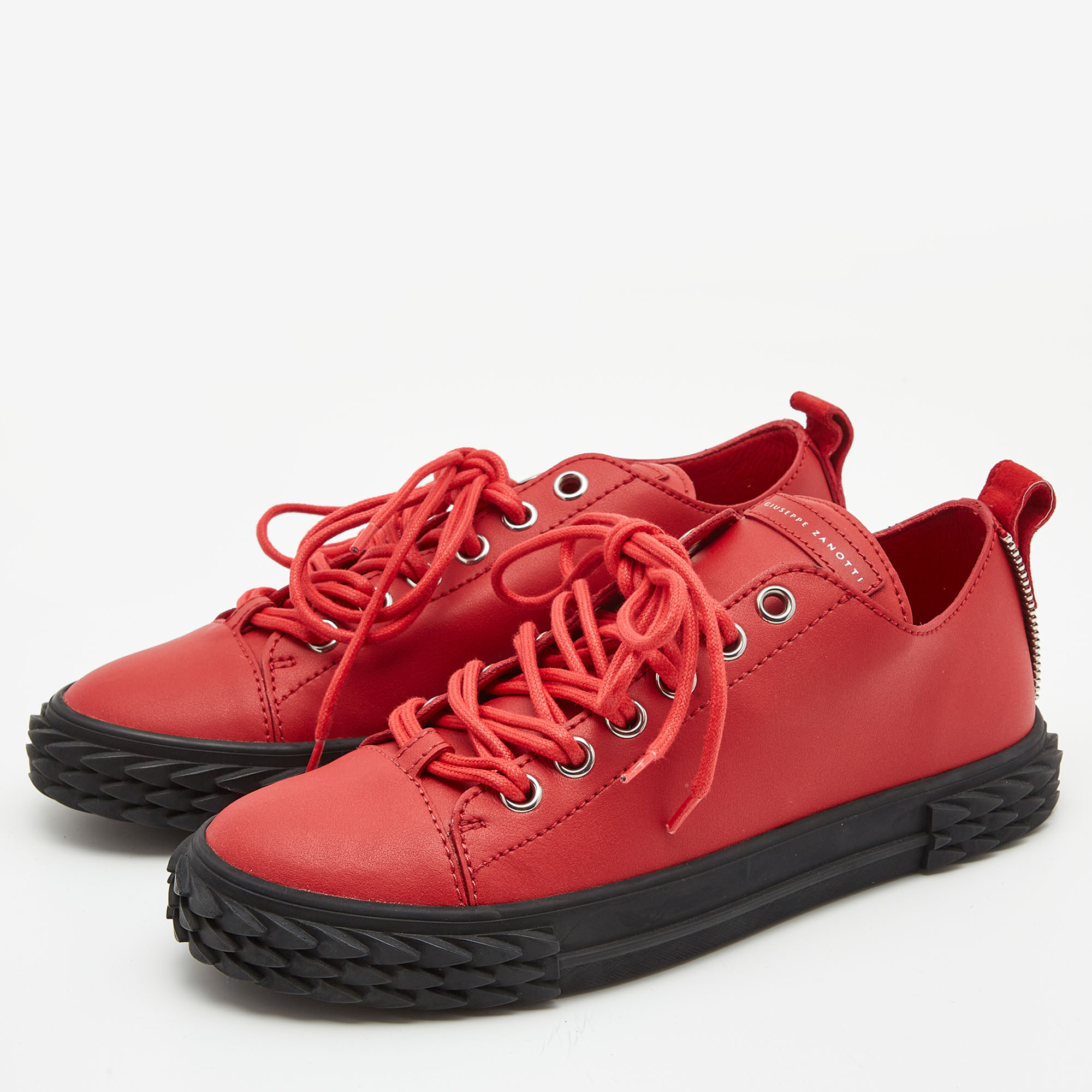 

Giuseppe Zanotti Red Leather Blabber Jellyfish Low Top Sneakers Size