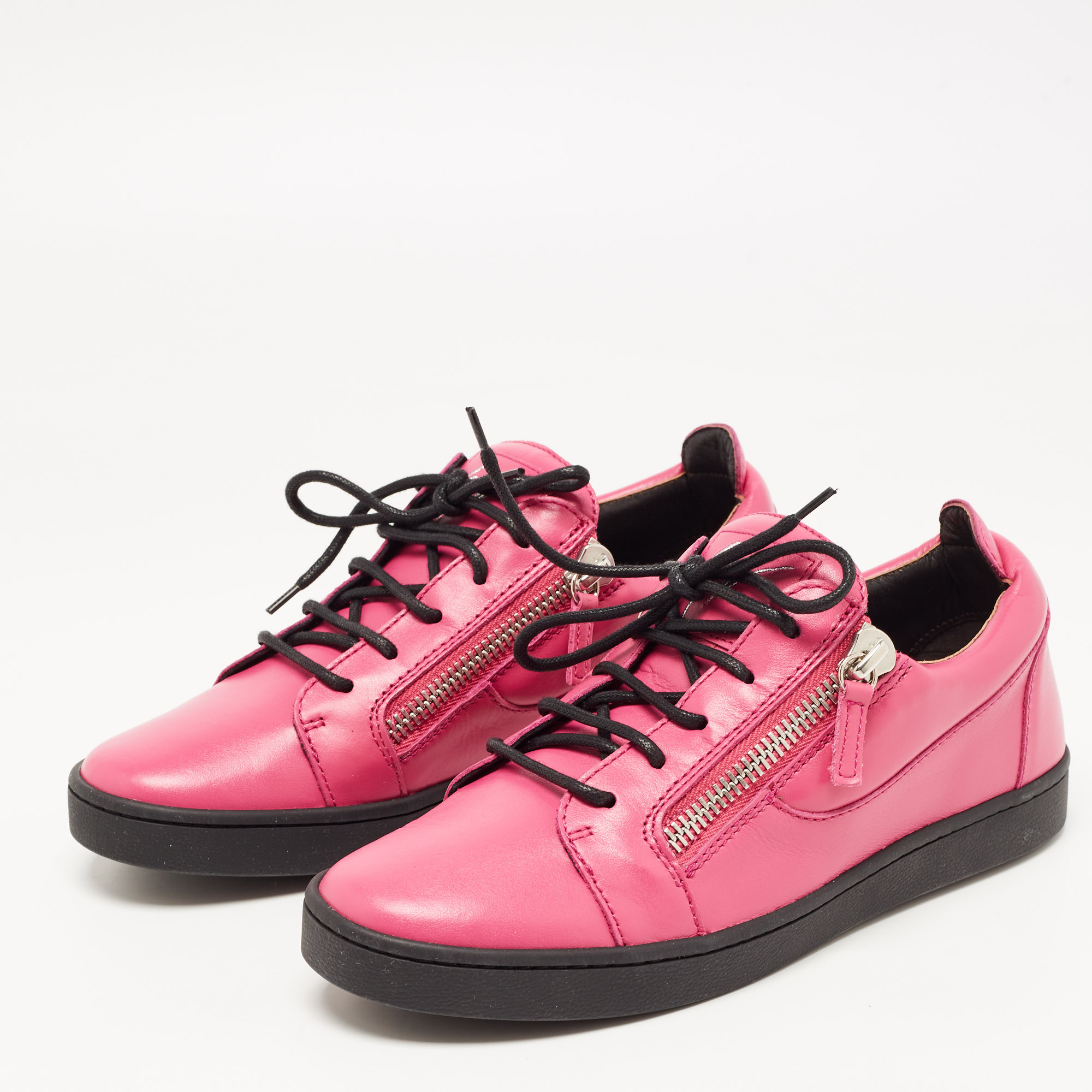 

Giuseppe Zanotti Pink Leather Donna Low Top Sneakers Size