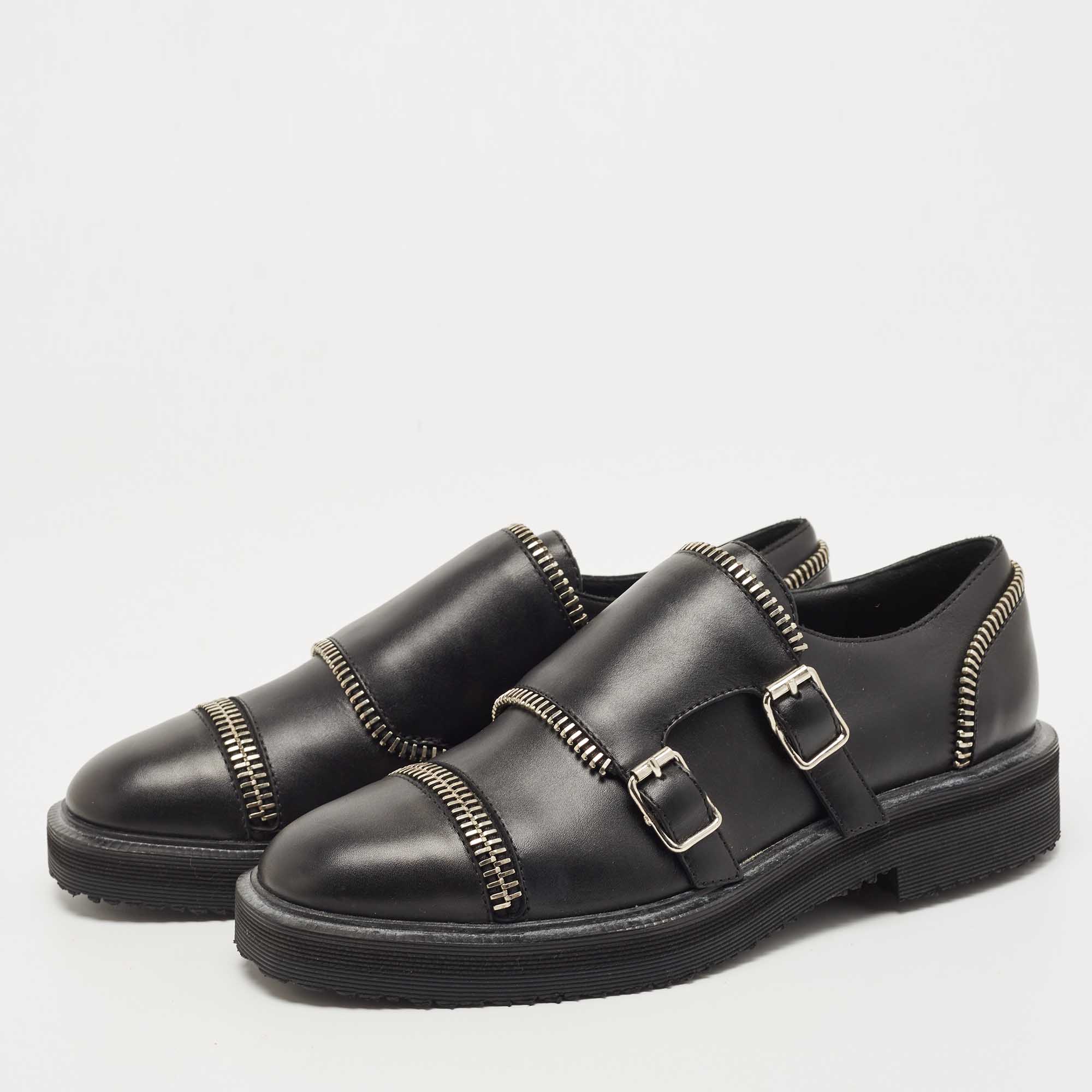 

Giuseppe Zanotti Black Leather Monk Strap Oxford Size