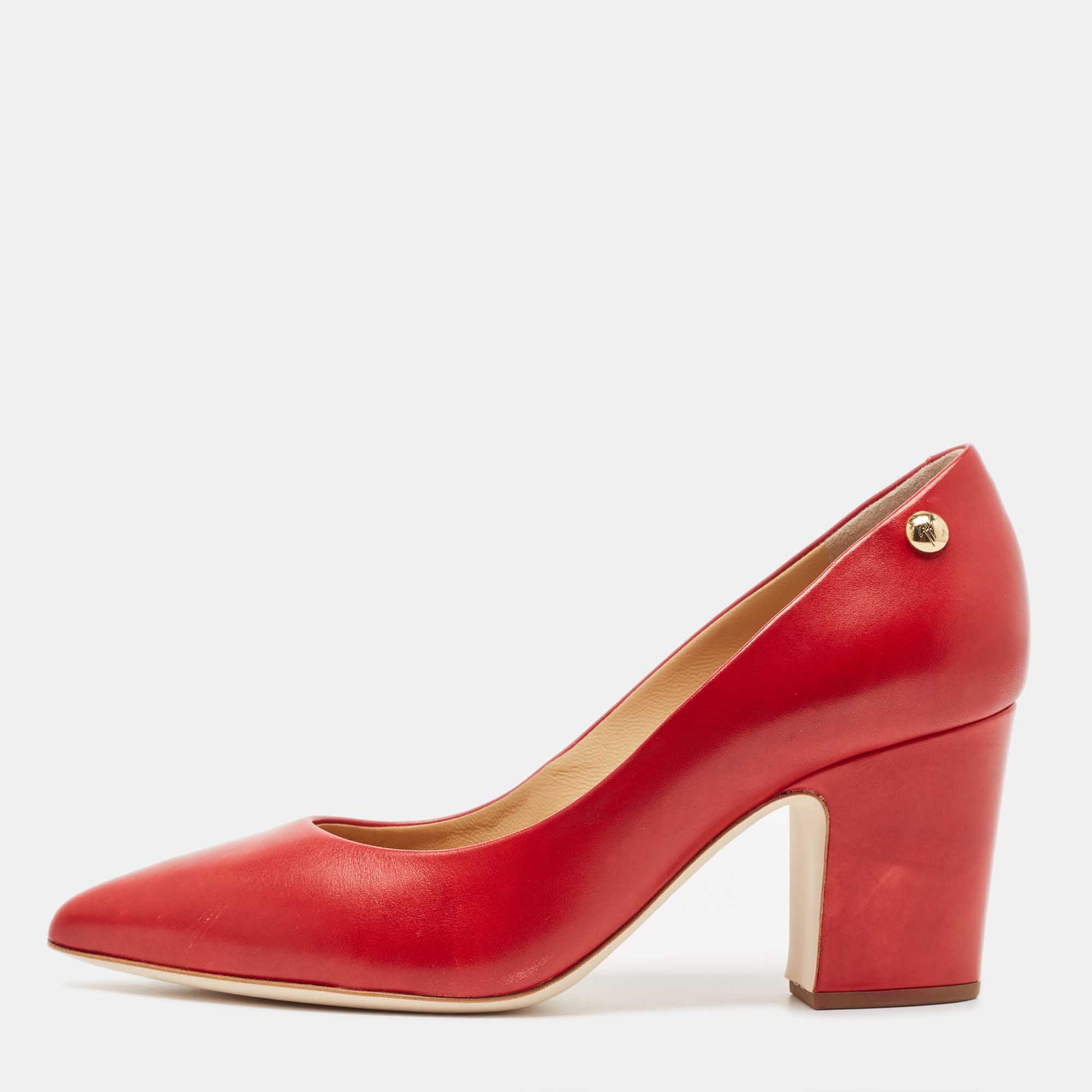 Pre-owned Giuseppe Zanotti Red Leather Pointed Toe Pumps Size 38