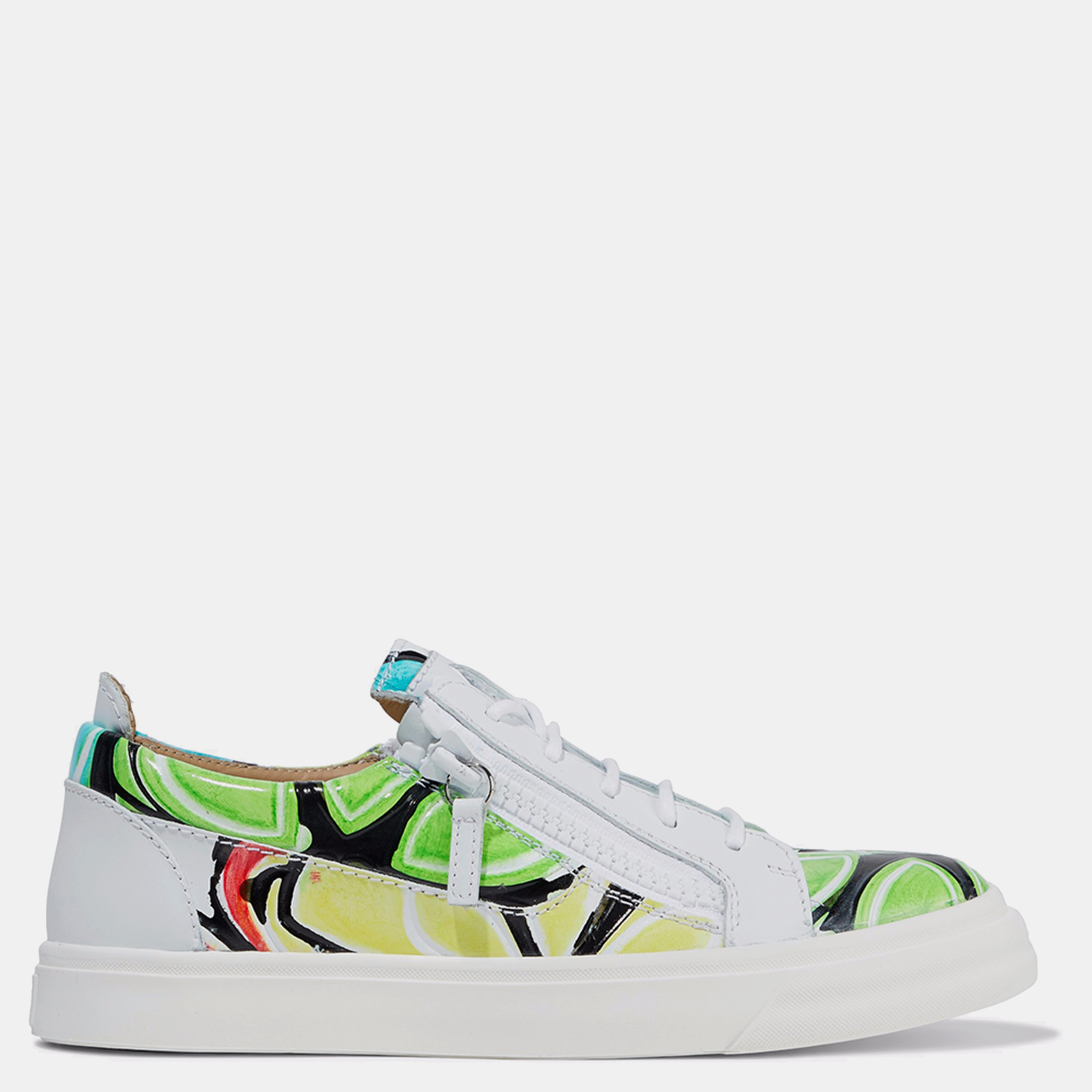 Pre-owned Giuseppe Zanotti Coated Canvas And Leather Trainers Size 36 In Multicolor