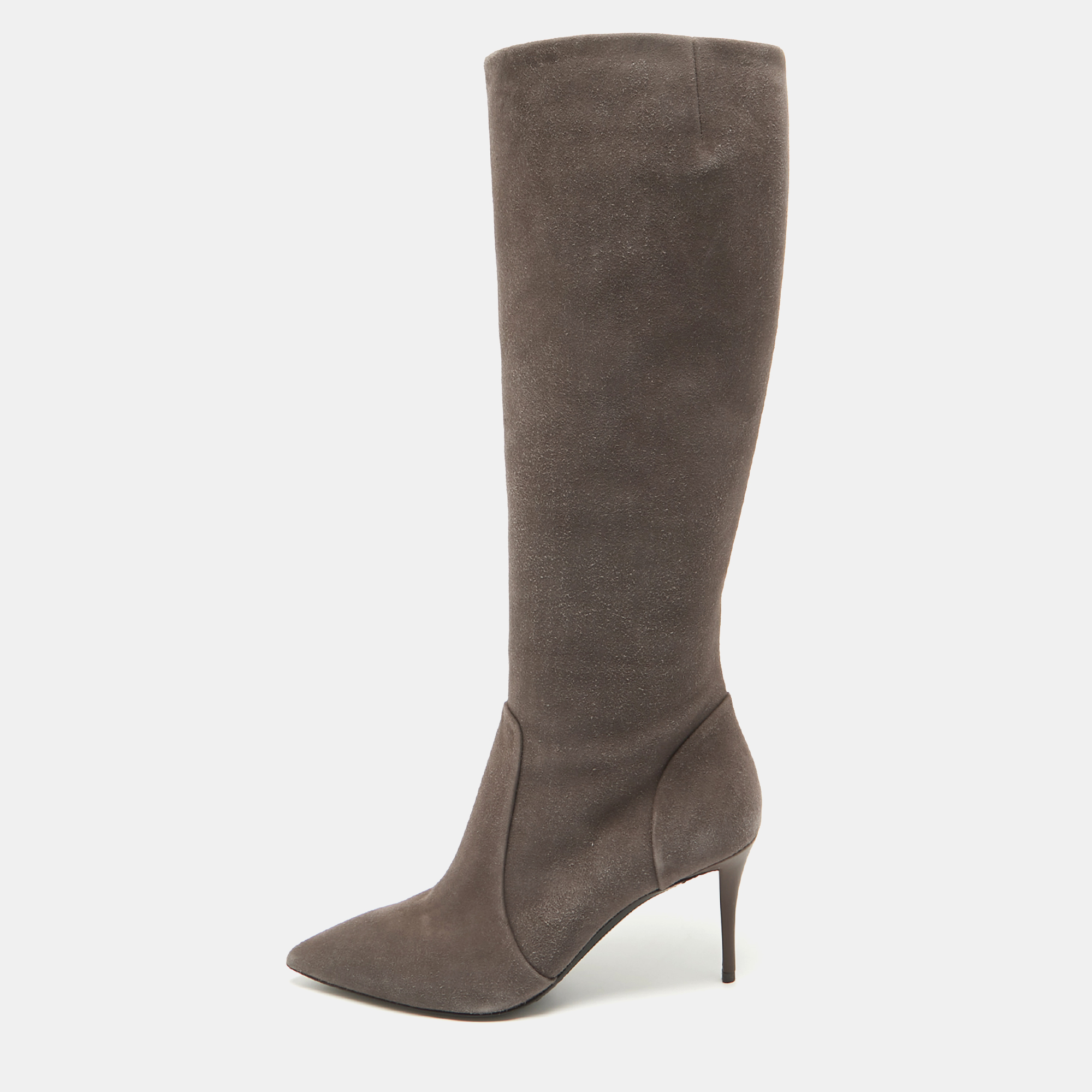 

Giuseppe Zanotti Grey Suede Pointed Knee Length Boots Size