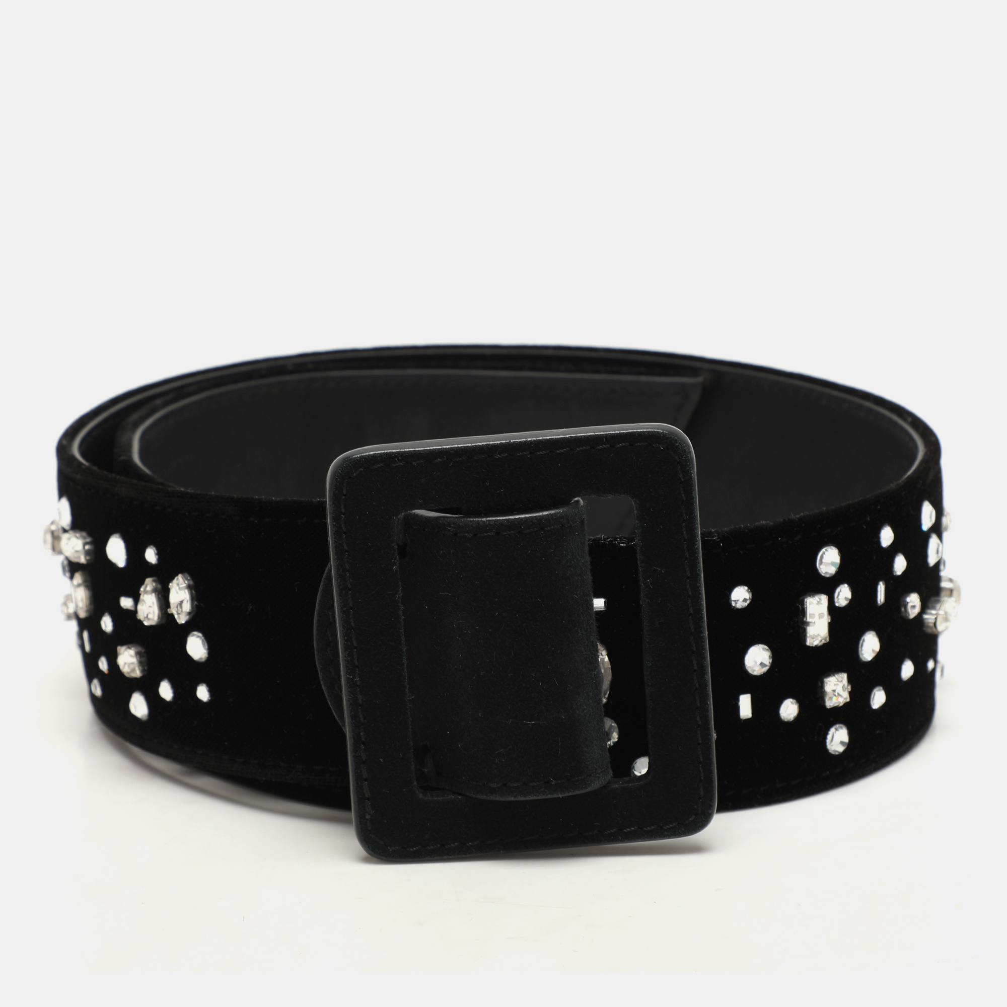 

Giuseppe Zanotti Black Velvet Crystal Embellished Waist Belt