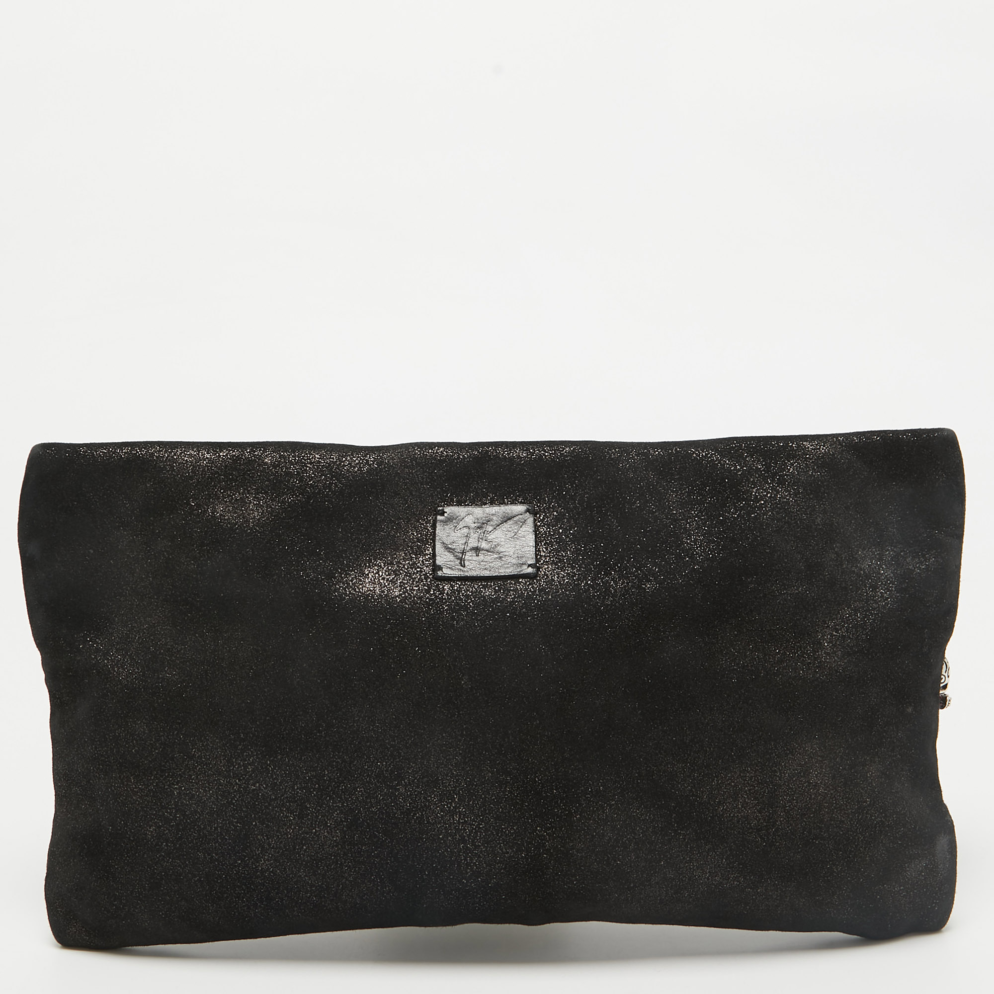 

Giuseppe Zanotti Black Suede Skull Zip Clutch