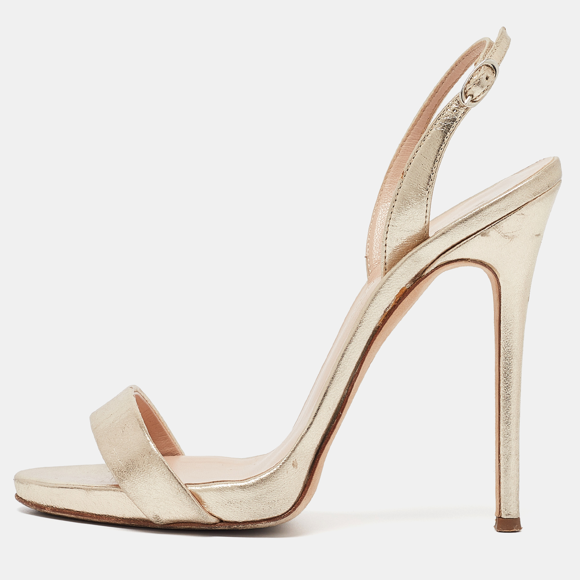 

Giuseppe Zanotti Gold Leather Ankle Strap Sandals Size