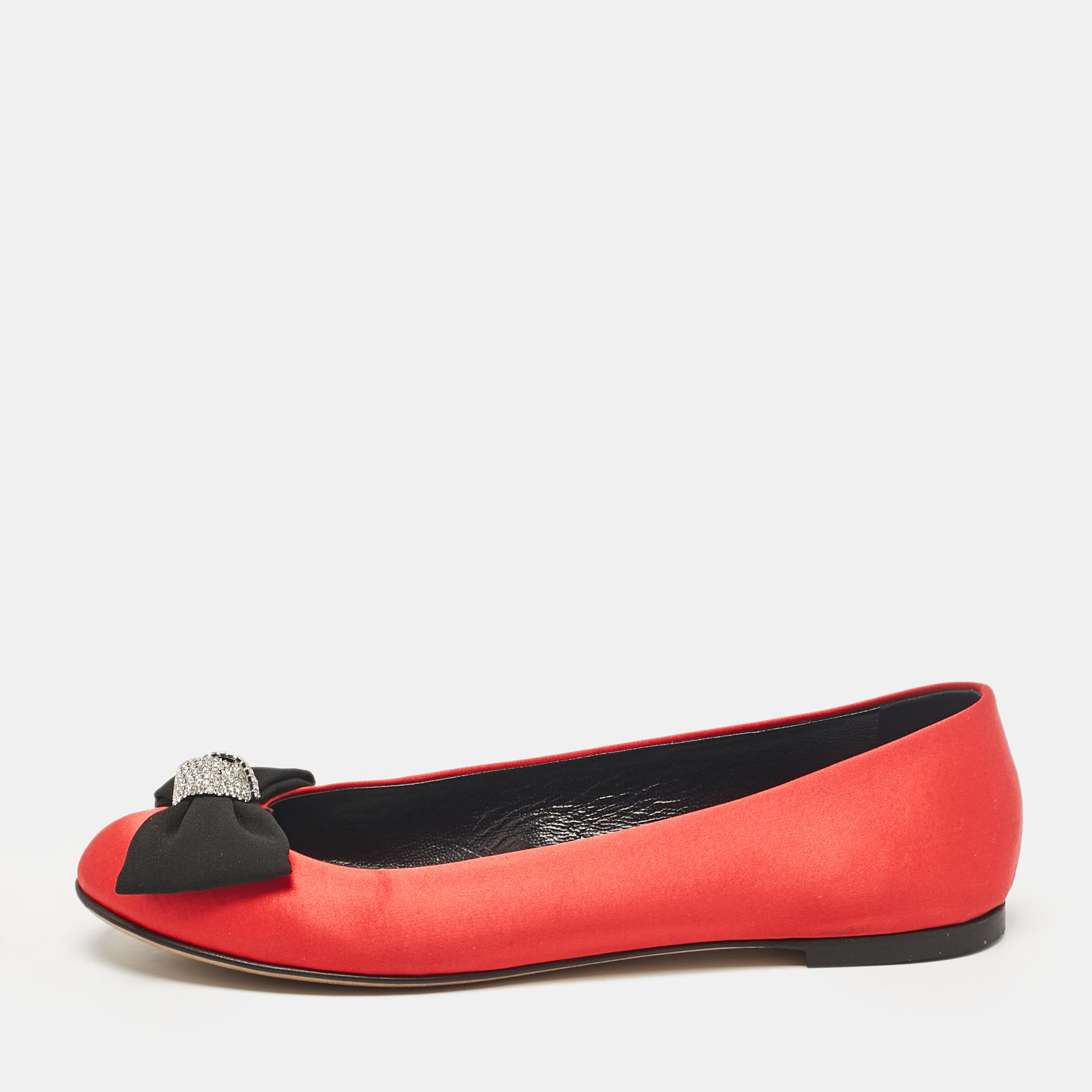 

Giuseppe Zanotti Red Satin Bow Ballet Flats Size