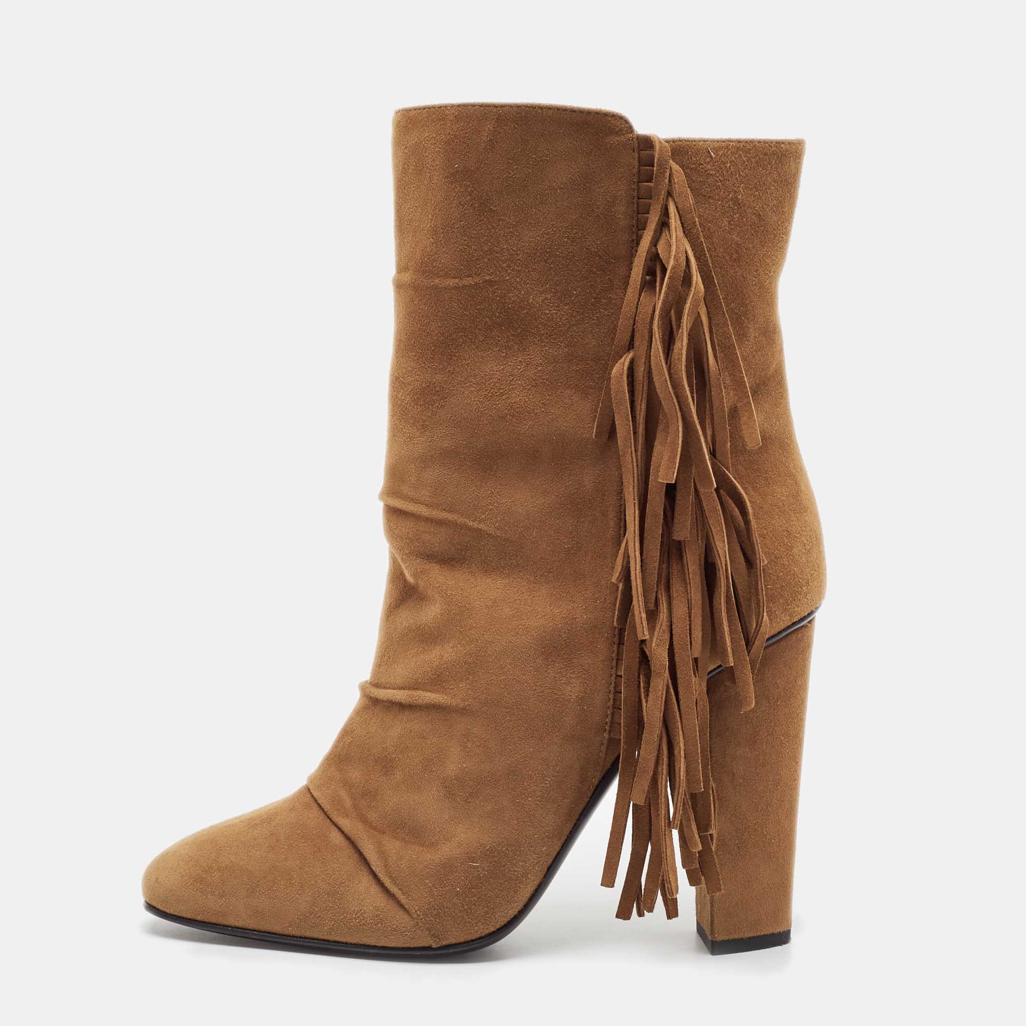 

Giuseppe Zanotti Brown Suede Ankle Length Boots Size