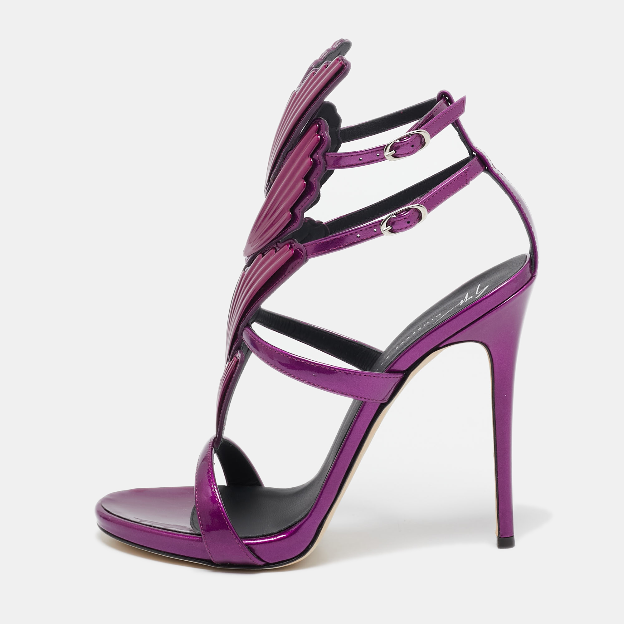 

Giuseppe Zanotti Purple Patent Leather Cruel Ankle Strap Sandals Size