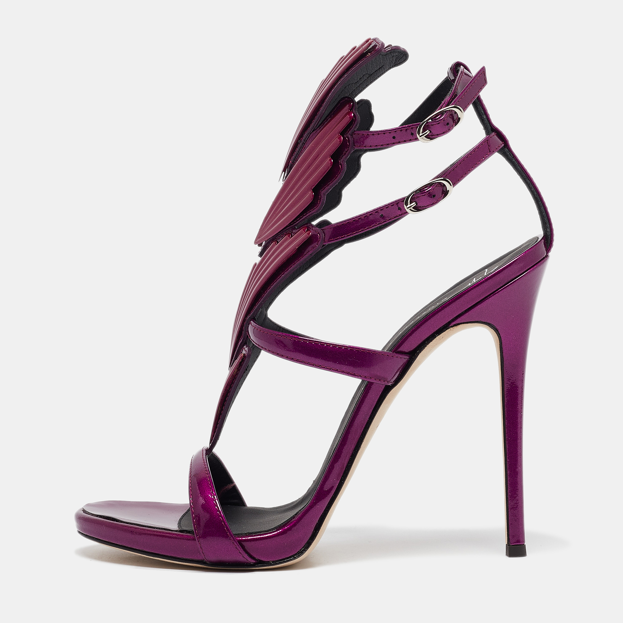 

Giuseppe Zanotti Purple Patent Leather Cruel Ankle Strap Sandals Size