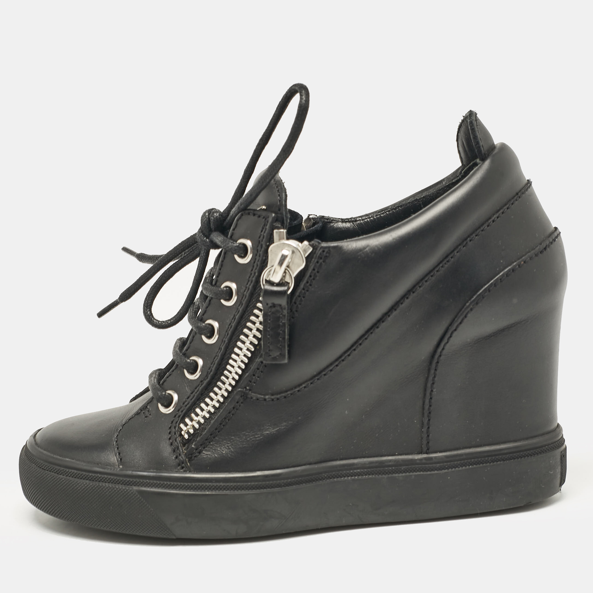 

Giuseppe Zanotti Black Leather Dona Sneakers Size