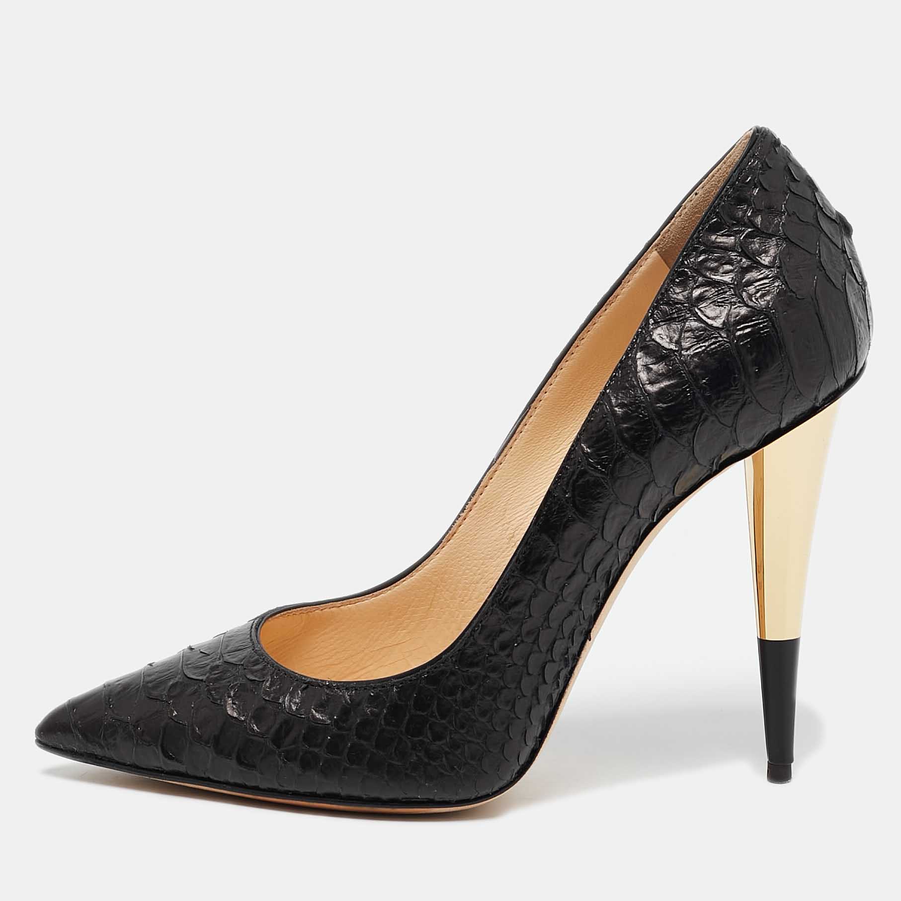 

Giuseppe Zanotti Black Python Embossed Leather Pumps Size