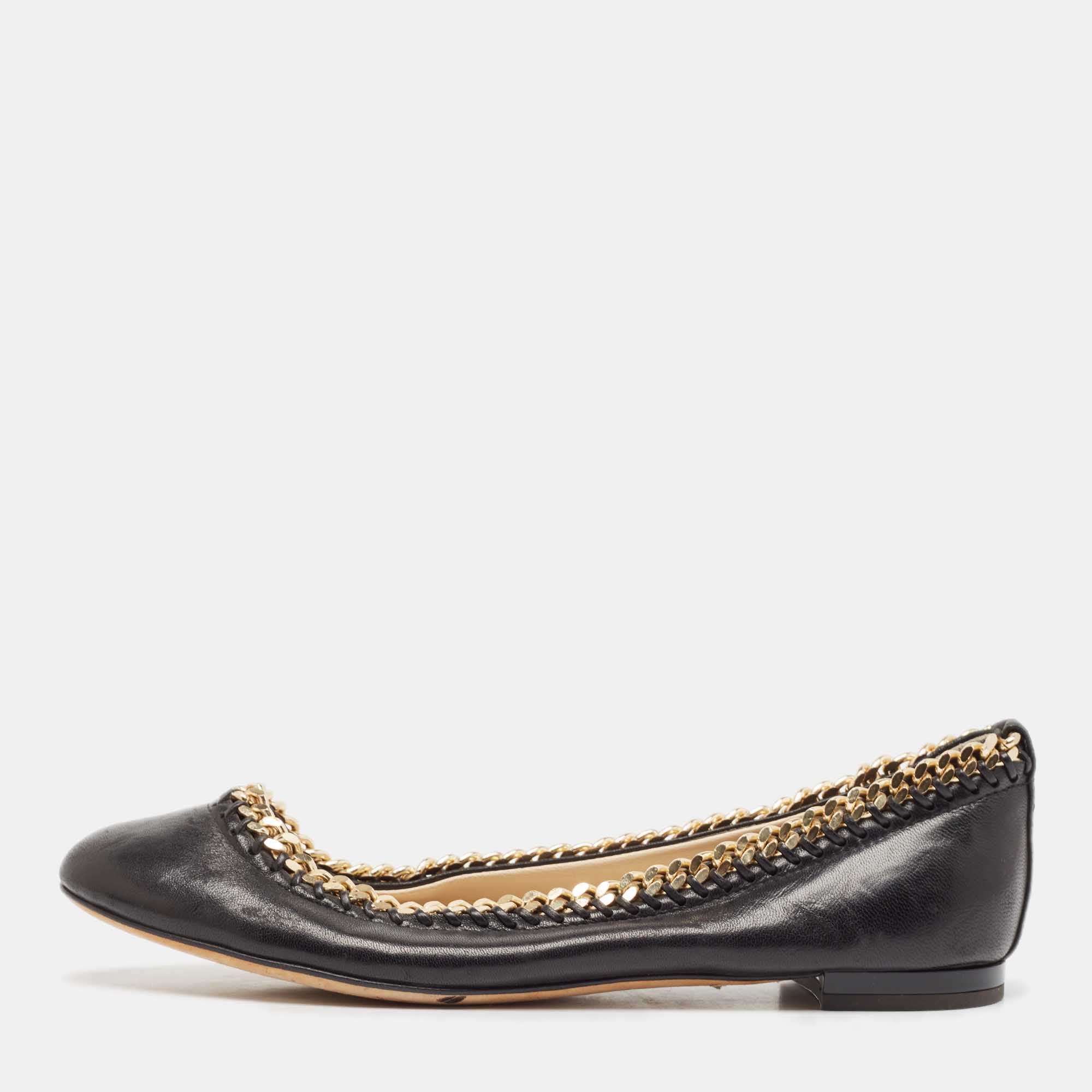 

Giuseppe Zanotti Black Leather Ballet Flats Size