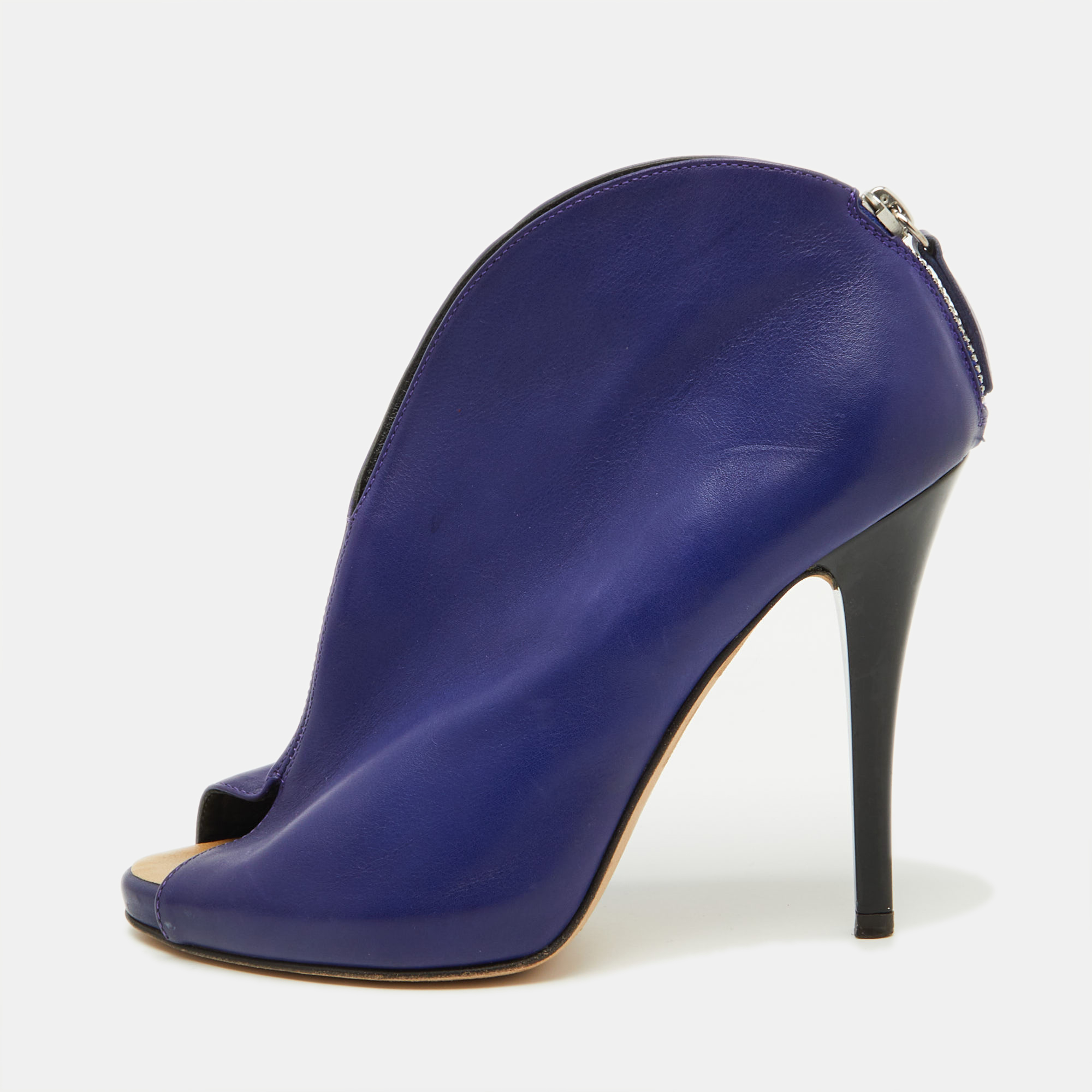 

Giuseppe Zanotti Purple Leather Peep Toe Ankle Booties Size