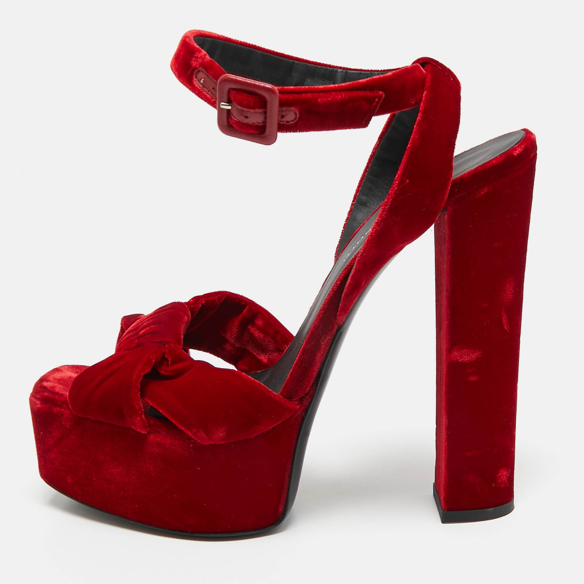 

Giuseppe Zanotti Red Velvet Betty Platform Sandals Size