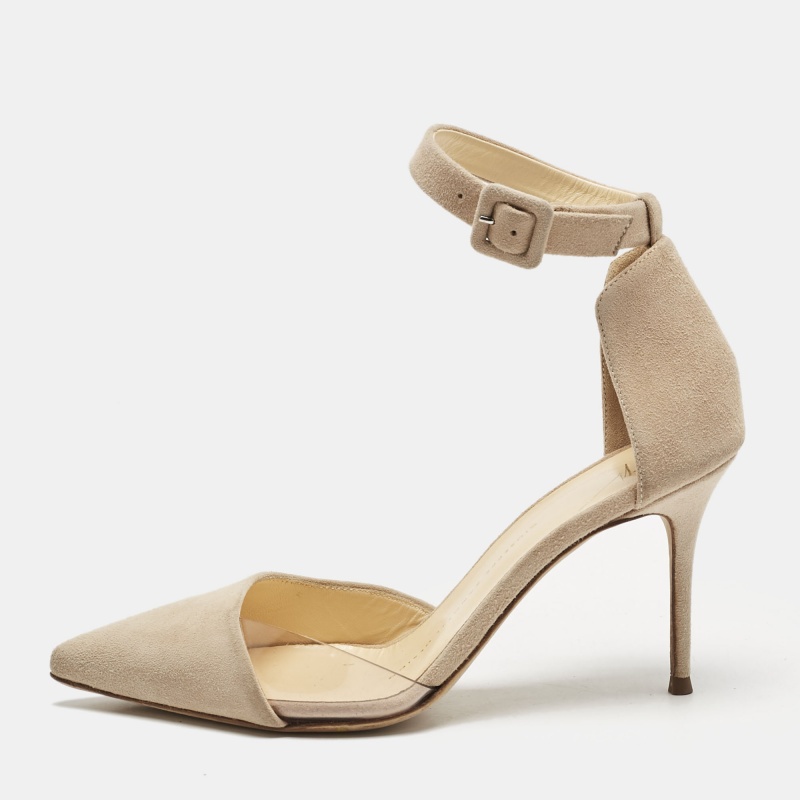 

Giuseppe Zanotti Beige Suede and PVC D'orsay Pumps Size