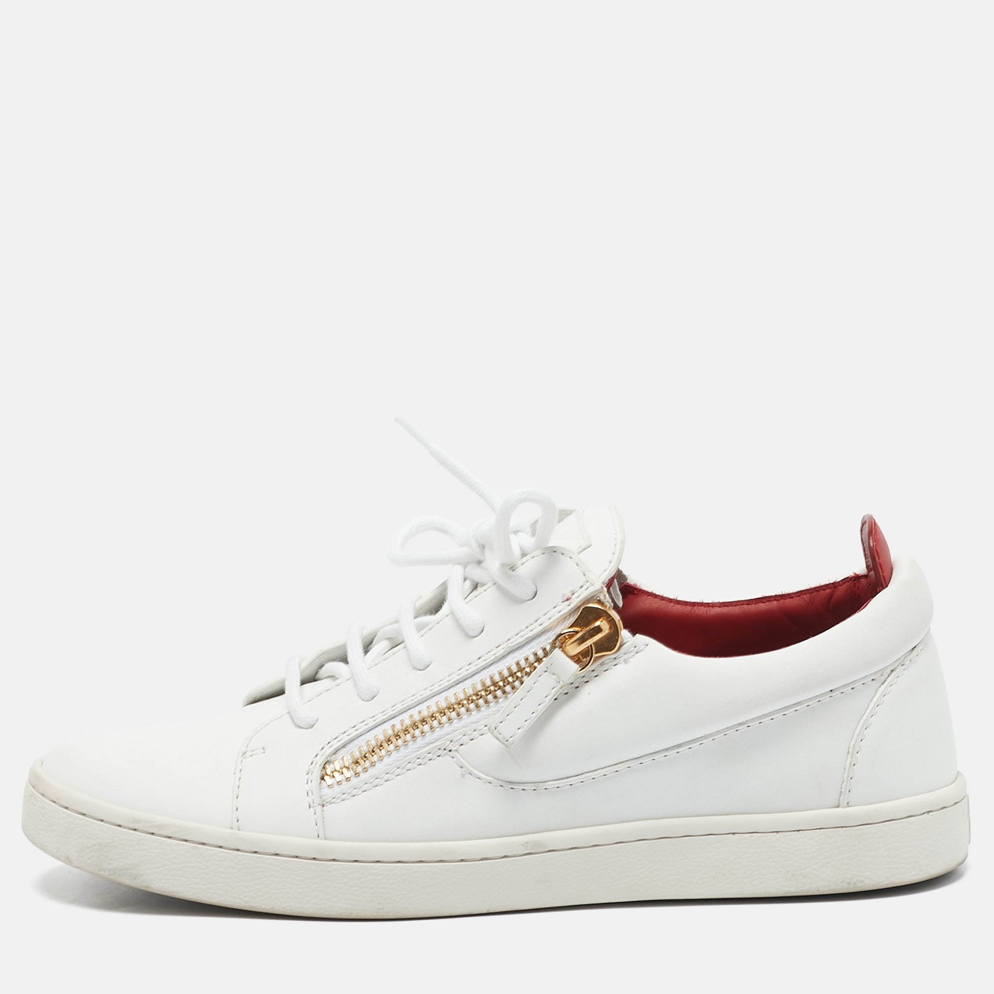 

Giuseppe Zanotti White Leather Breck Low Top Sneakers Size
