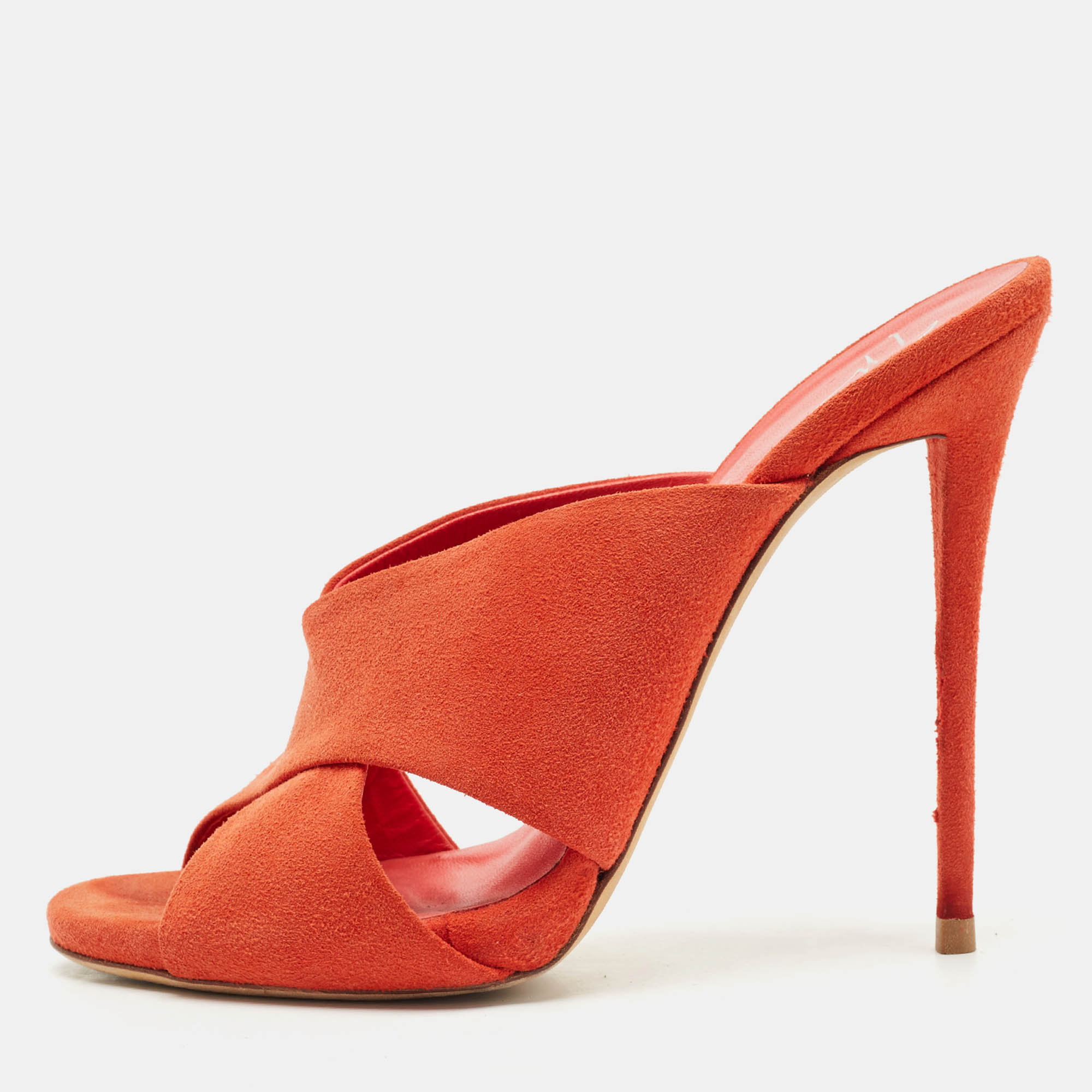 

Giuseppe Zanotti Orange Suede Slide Sandals Size