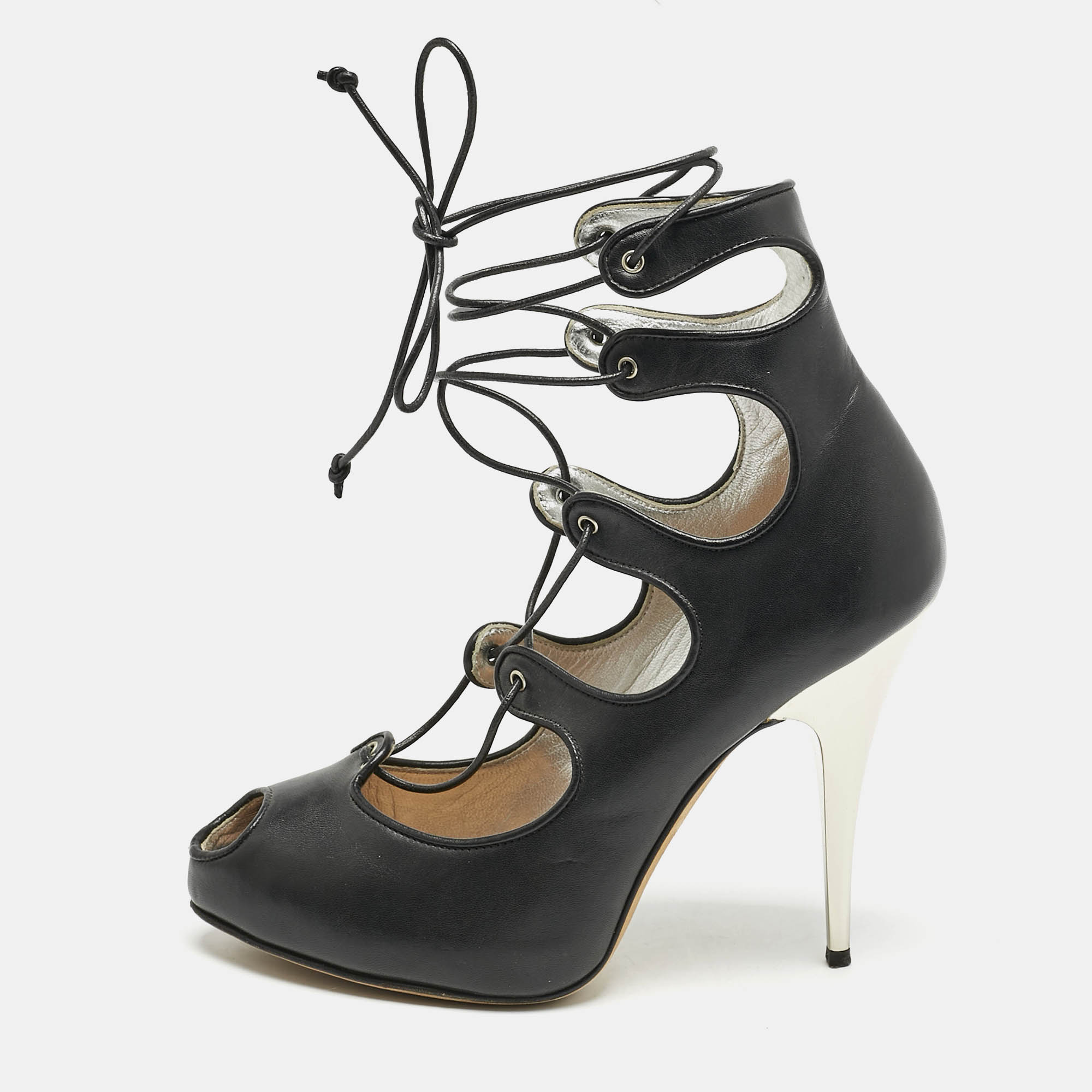 

Giuseppe Zanotti Black Leather Lace Up Pumps Size