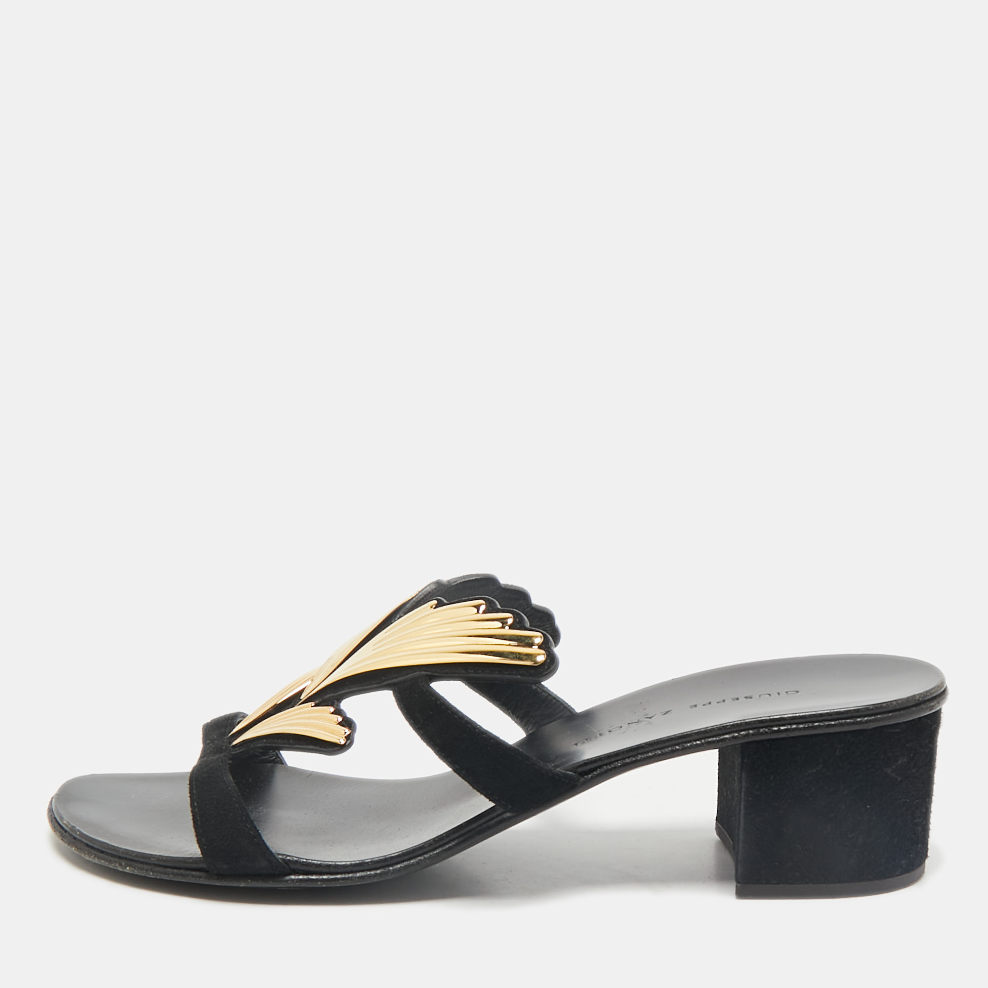 

Giuseppe Zanotti Black Suede Angel Wing Slide Sandals Size