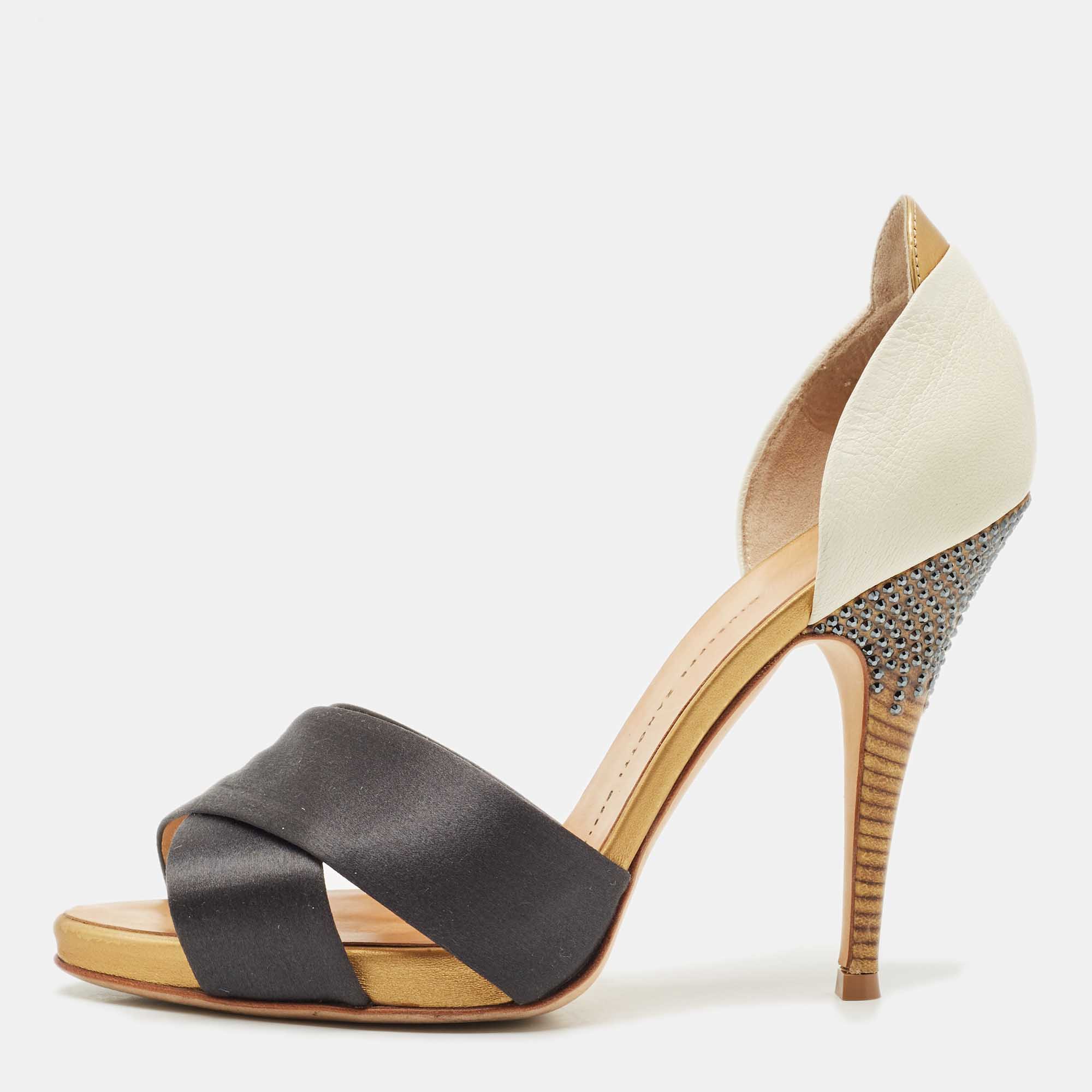 

Giuseppe Zanotti Multicolor Leather and Satin Platform Pumps Size