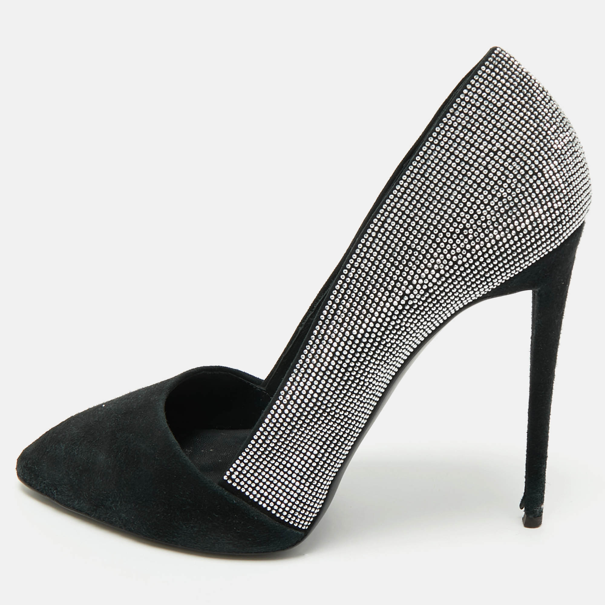

Giuseppe Zanotti Black Suede Crystal Embellished Pumps Size