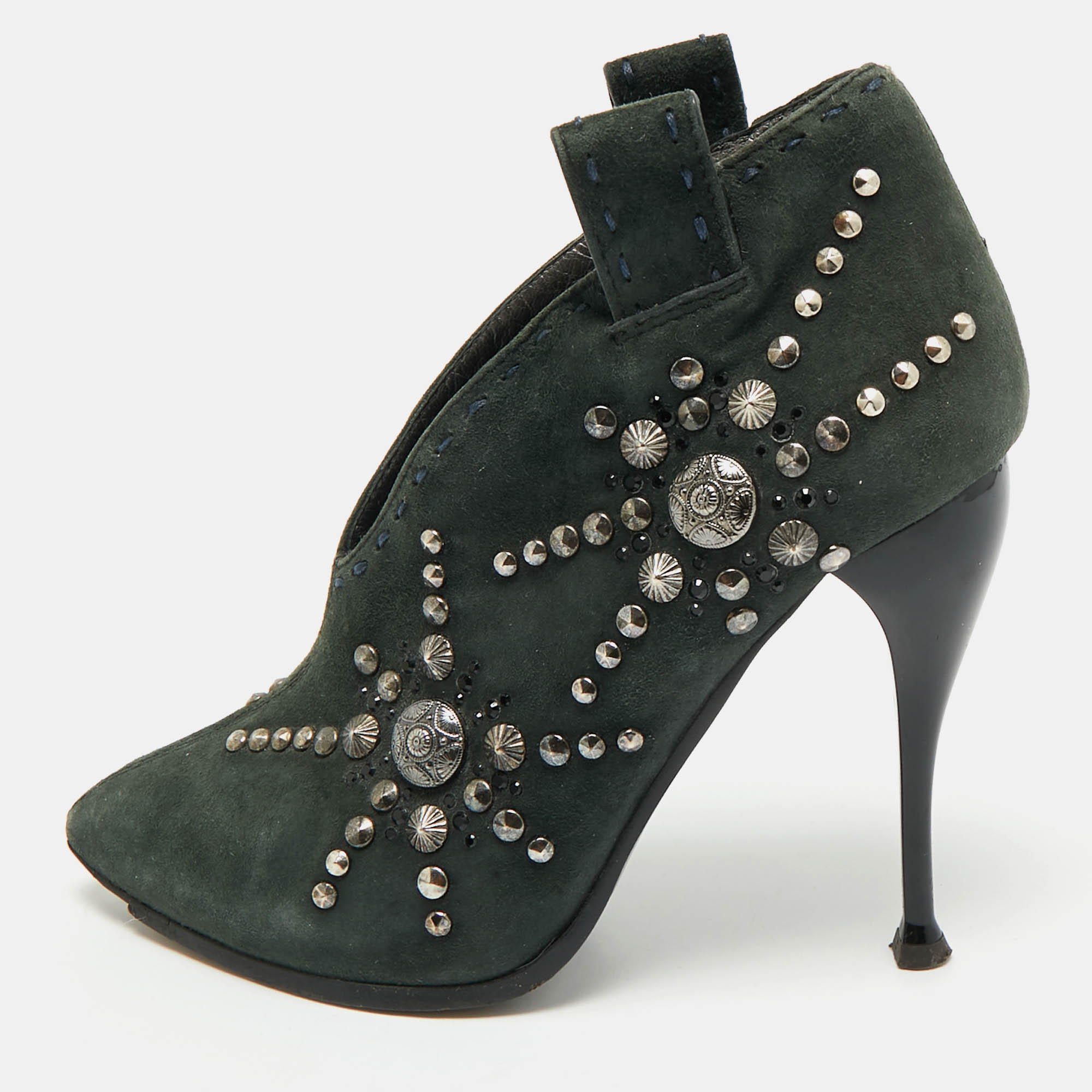 

Giuseppe Zanotti Green Suede Studded Ankle Length Boots Size