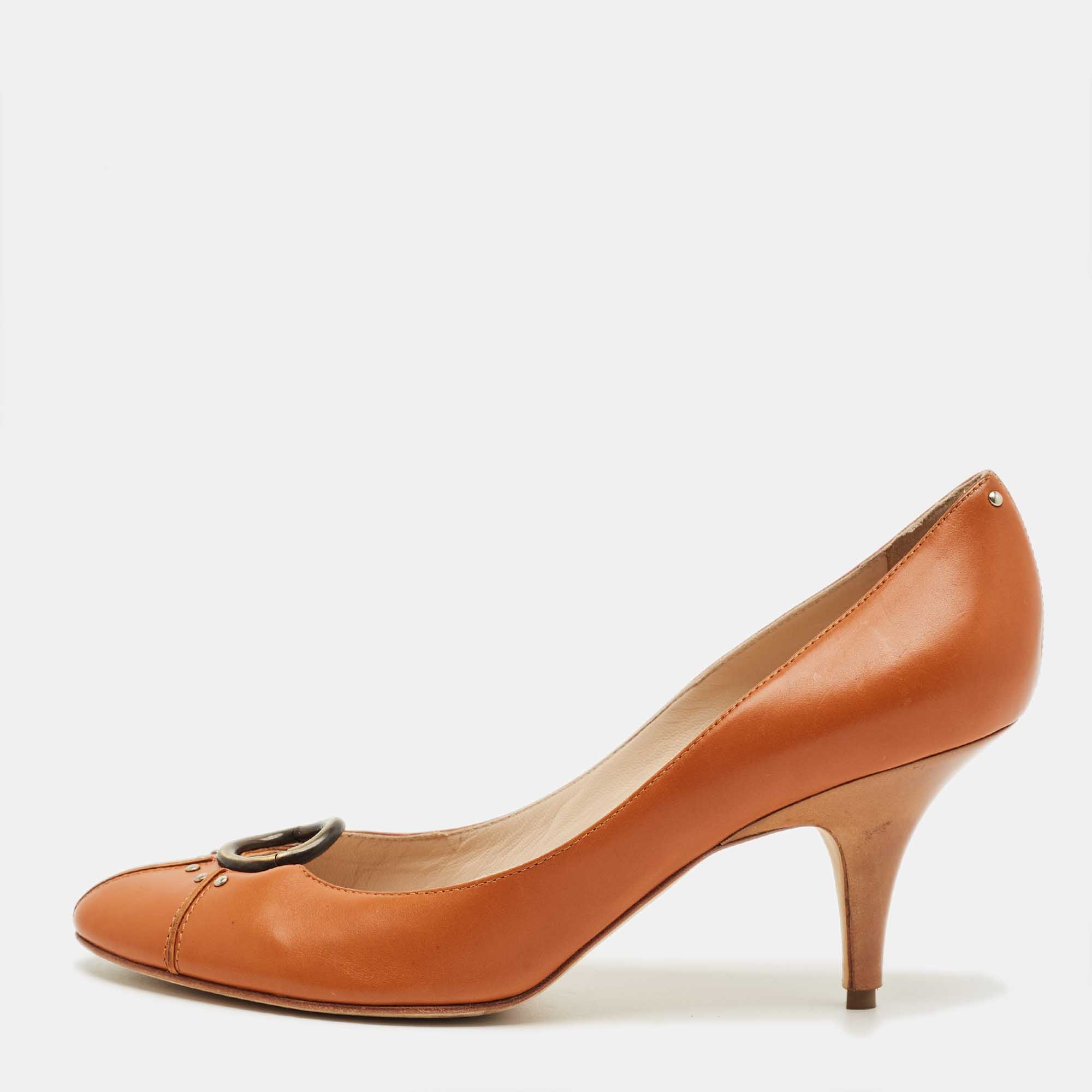 

Giuseppe Zanotti Brown Leather Round Toe Pumps Size