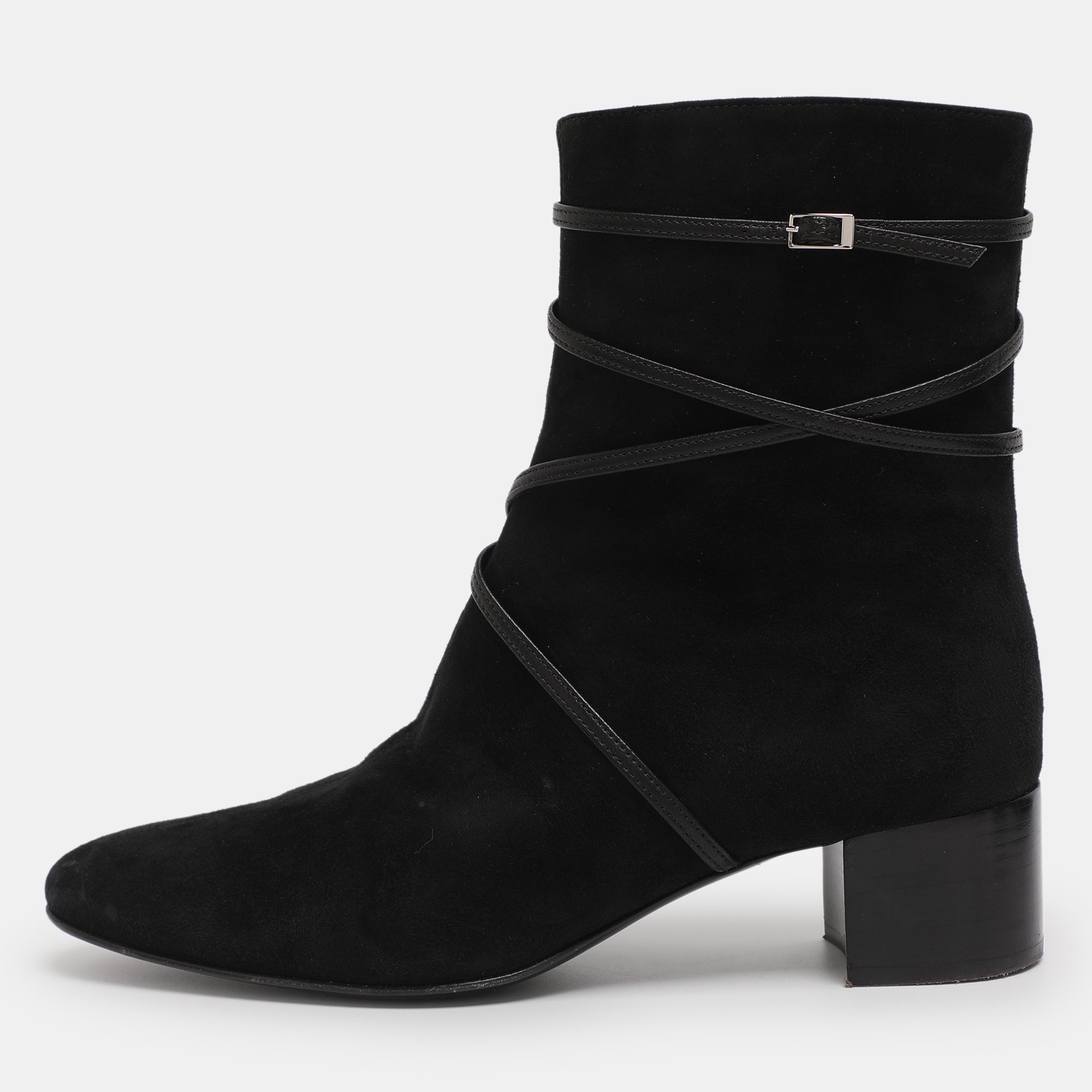 Pre-owned Giuseppe Zanotti Black Suede Mid Calf Boots Size 36