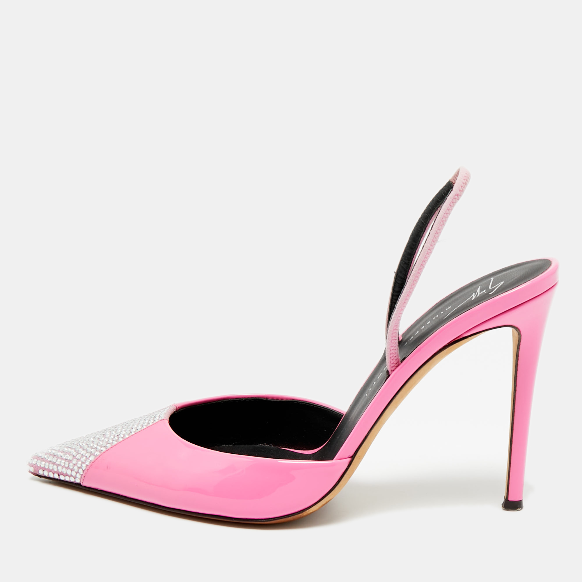 

Giuseppe Zanotti Pink Patent Leather and Suede Henriette Strass Pumps Size