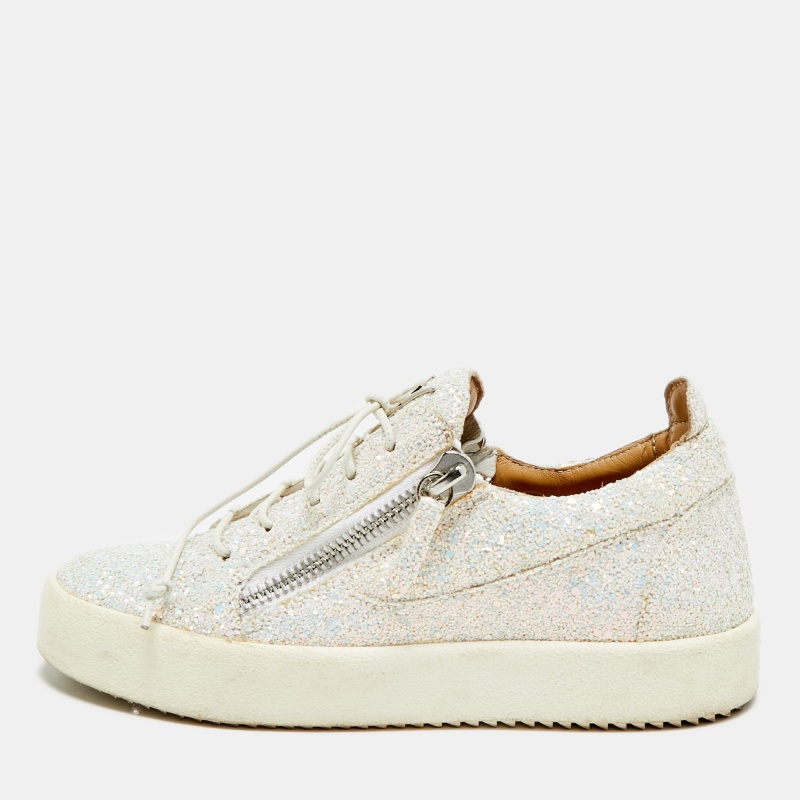 

Giuseppe Zanotti Frankie Size  Multicolor Glitter and Leather Lace Up Sneakers