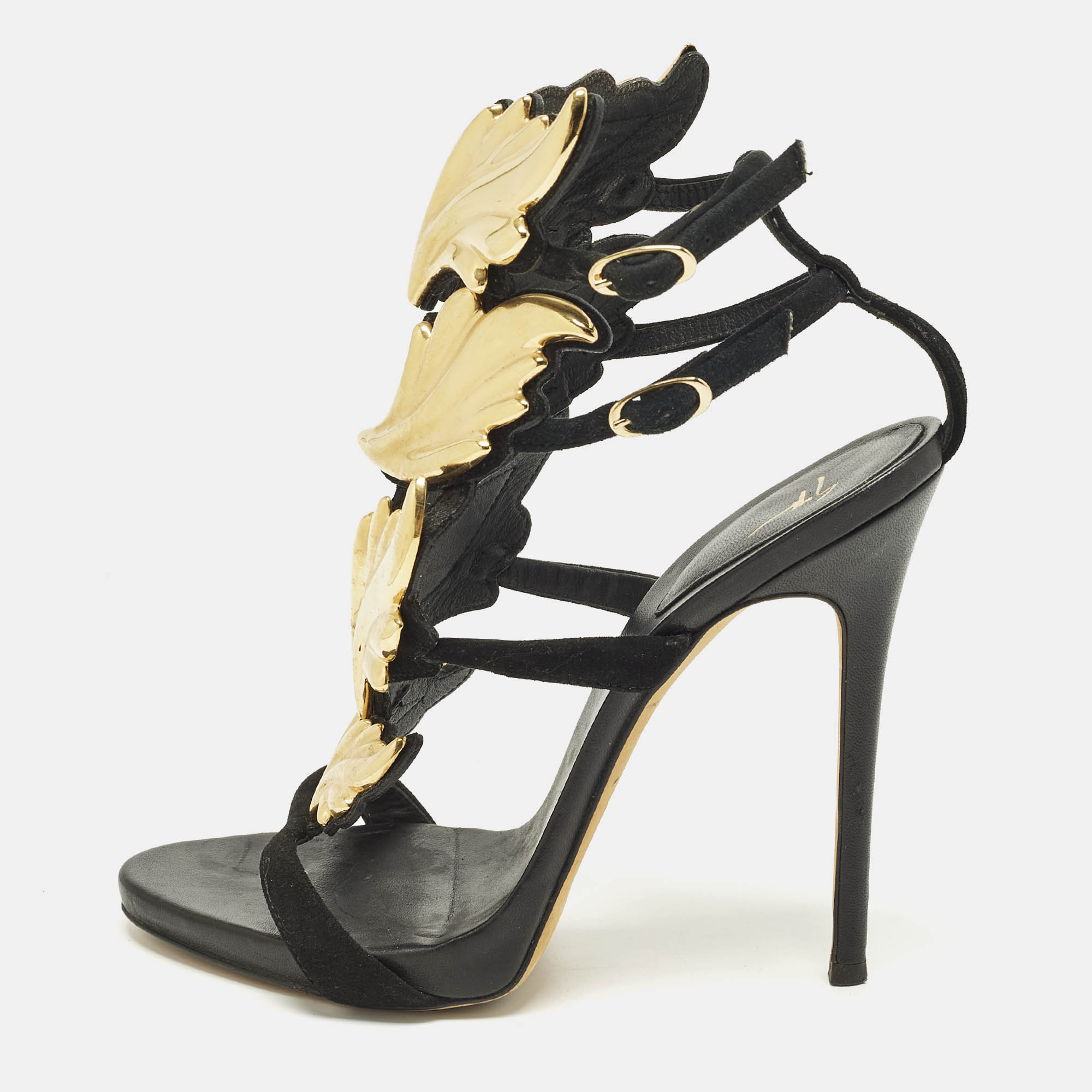 

Giuseppe Zanotti Cruel Summer Size  Black Suede Ankle Strap Sandals