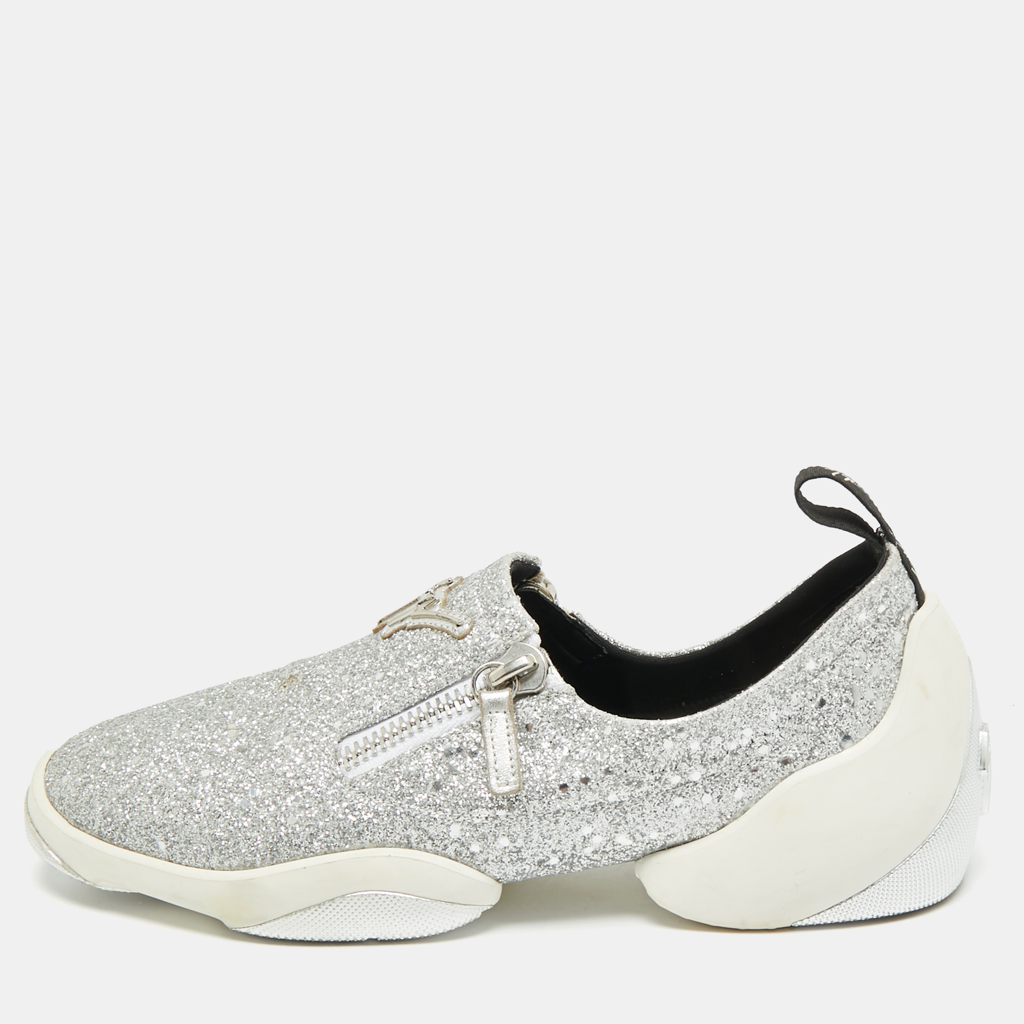 

Giuseppe Zanotti Jump Size  Silver Glitter Slip On Sneakers