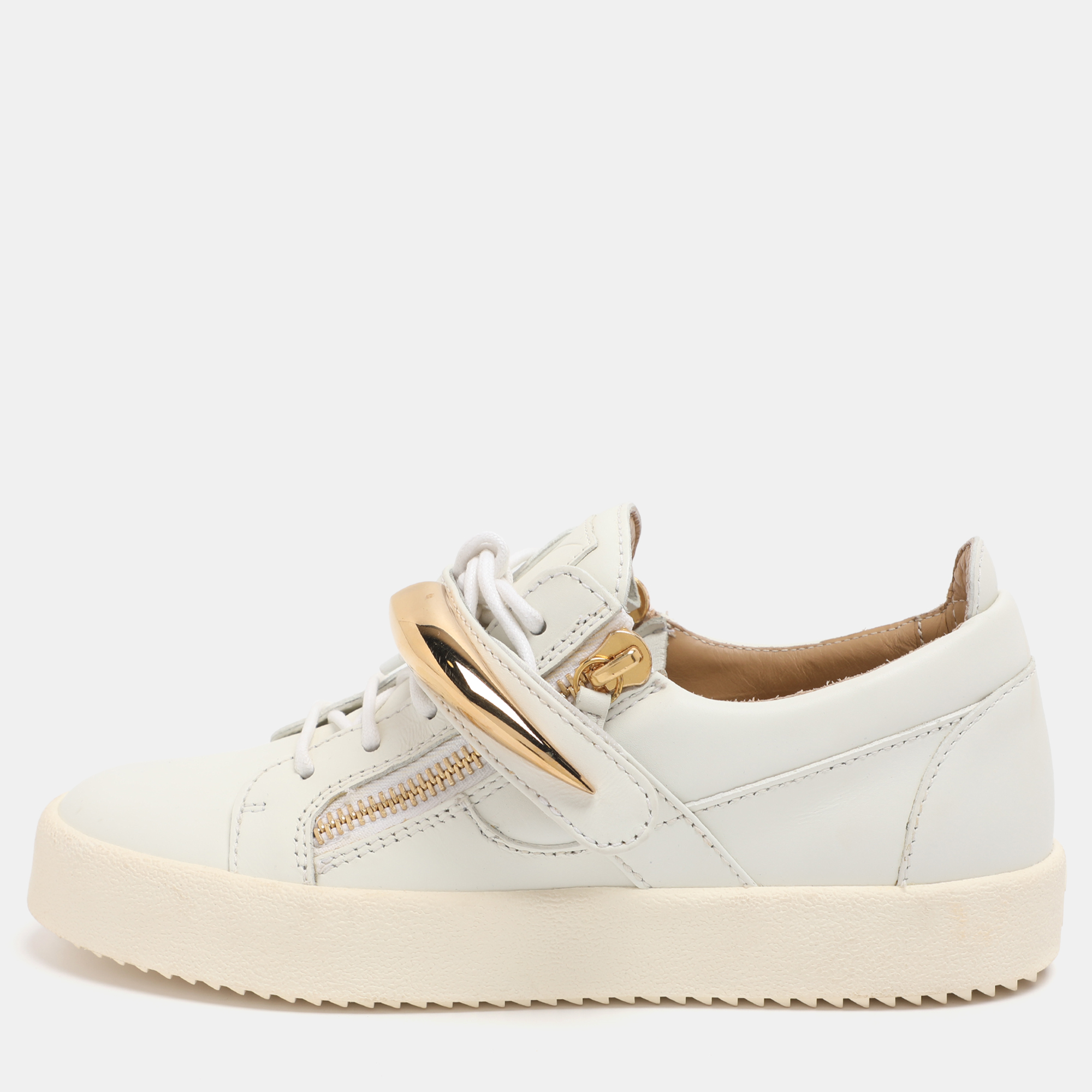 

Giuseppe Zanotti Shark Tooth Size 40 White Leather Low Top Sneakers
