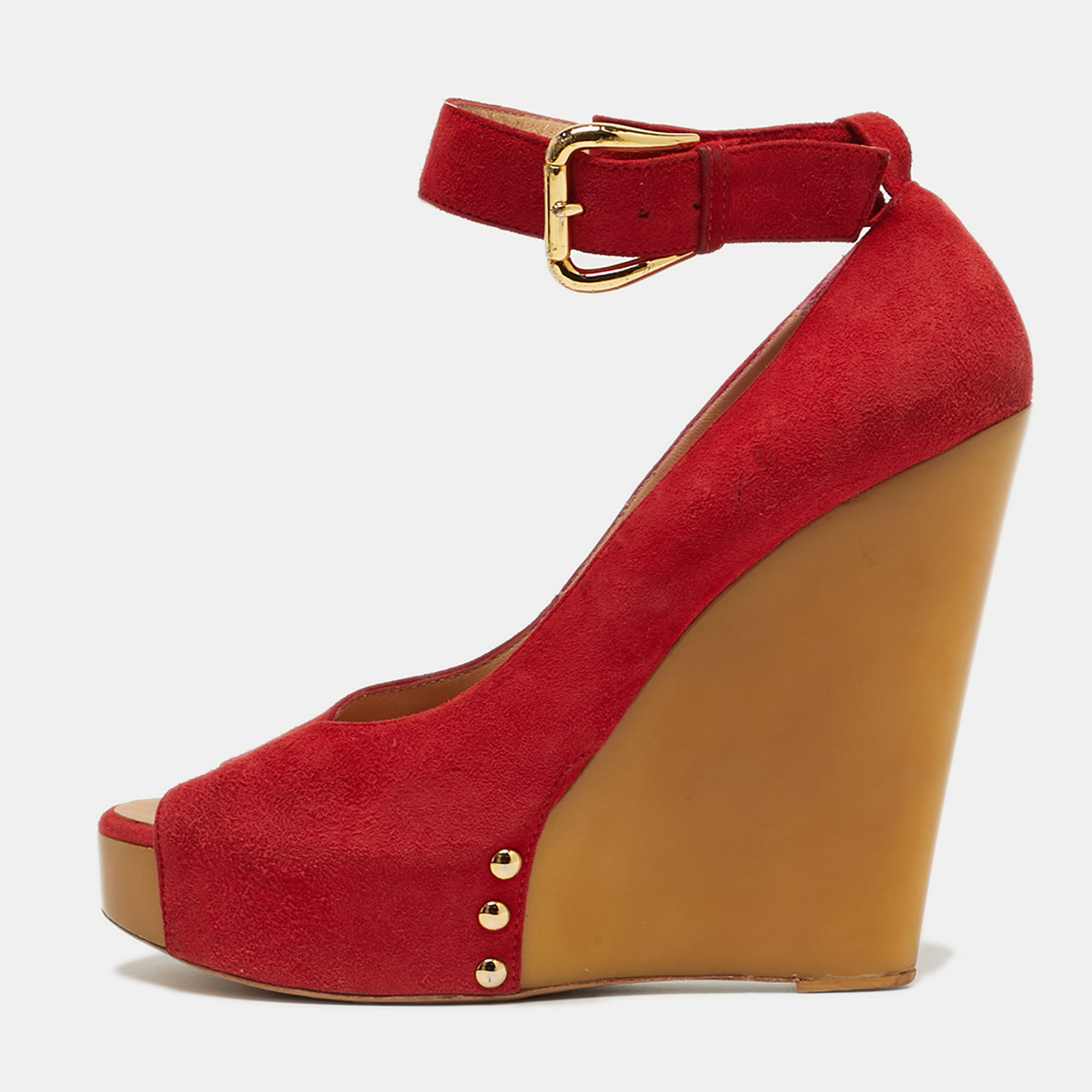 

Giuseppe Zanotti Size  Red Suede Wedge Pumps
