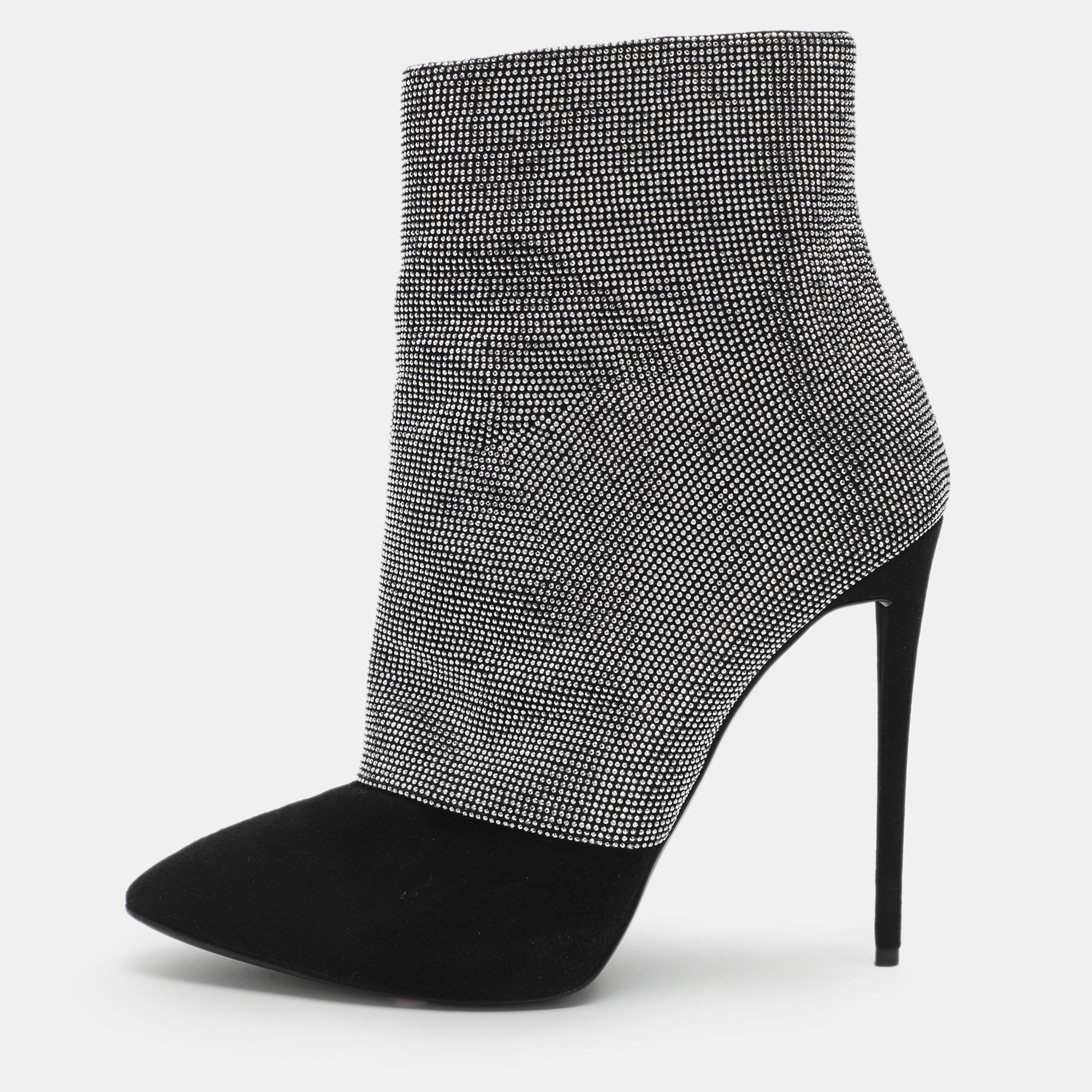 

Giuseppe Zanotti Olinda Studded Size  Black Suede Ankle Length Boots