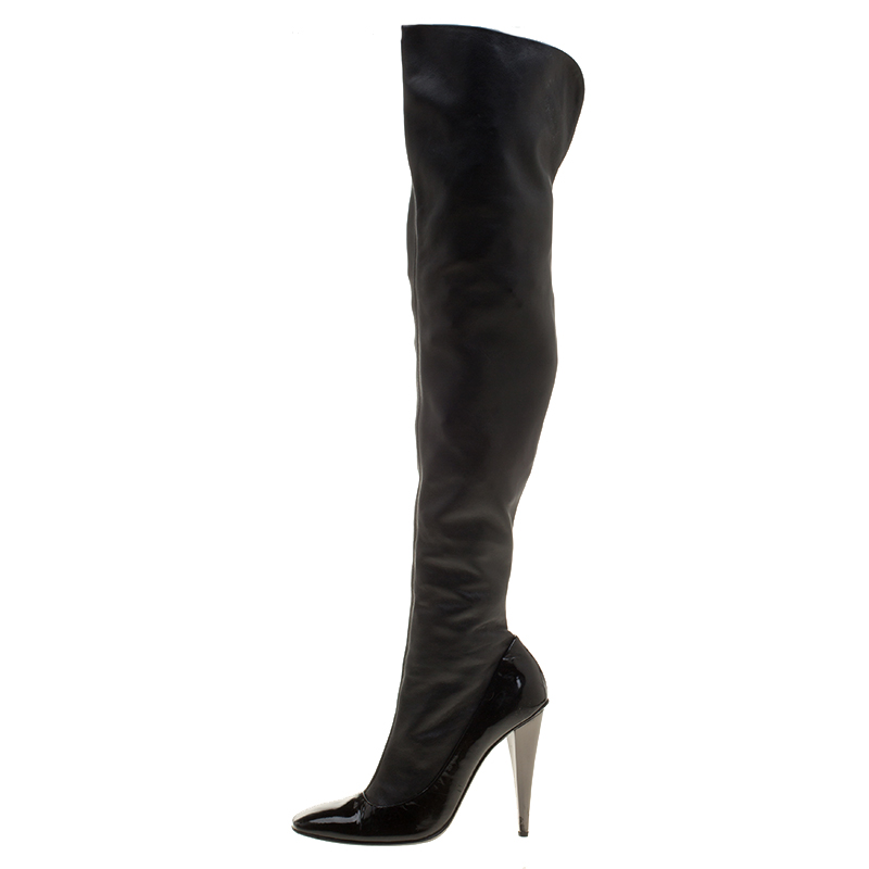 

Giuseppe Zanotti Black Leather Knee High Boots Size